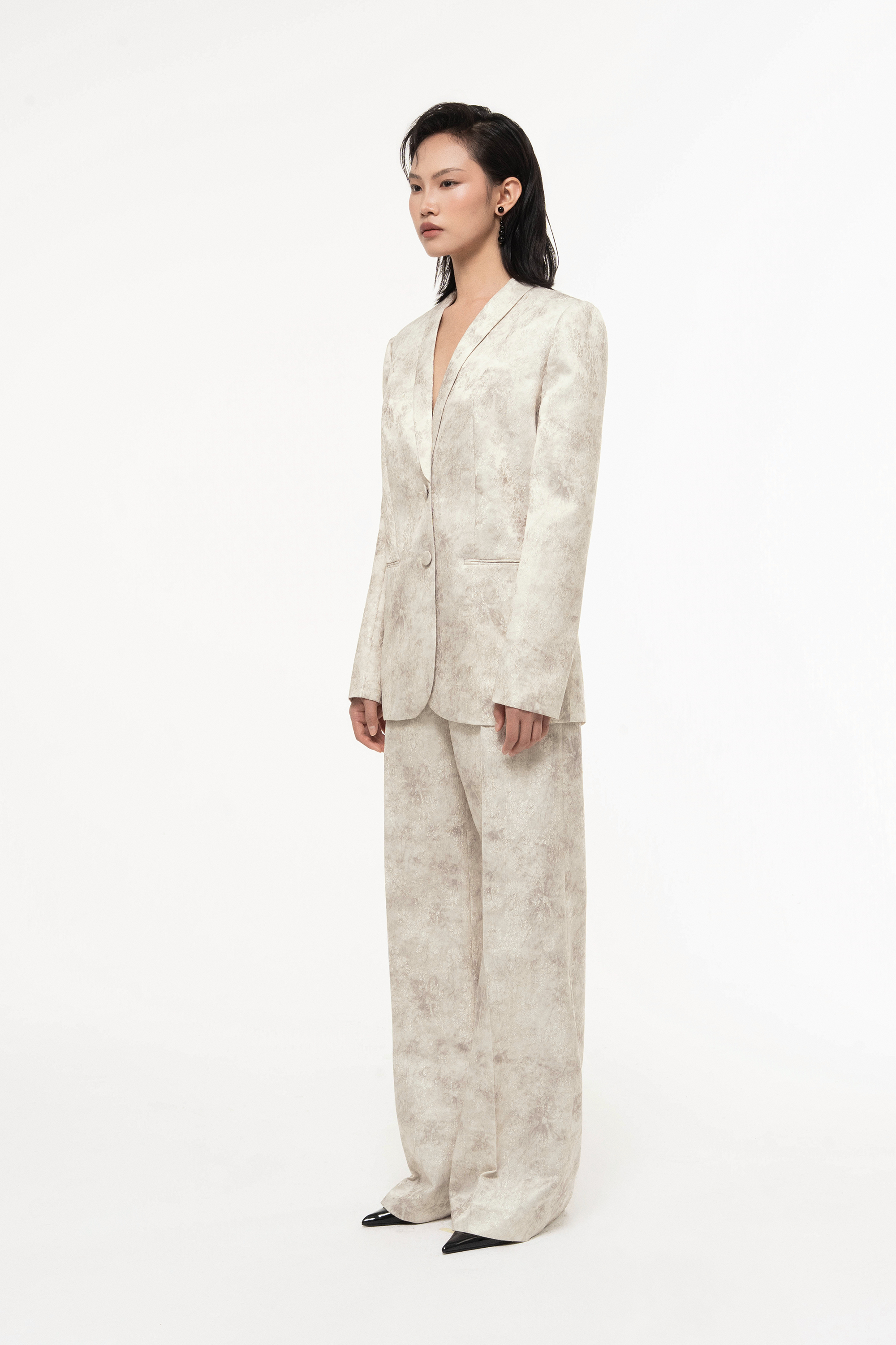 Jacquard V-Neck Blazer Set Design