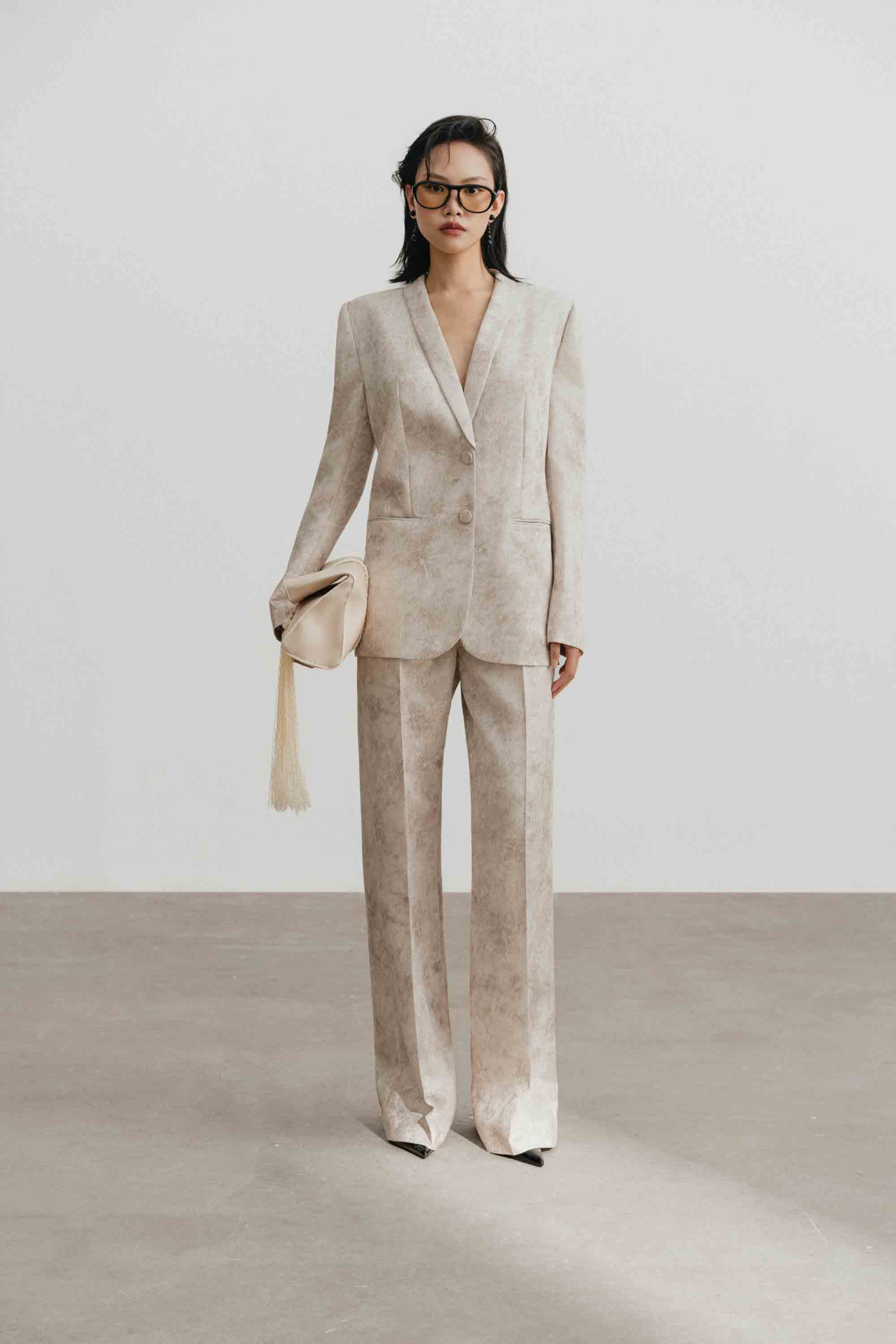 Jacquard V-Neck Blazer Set Design