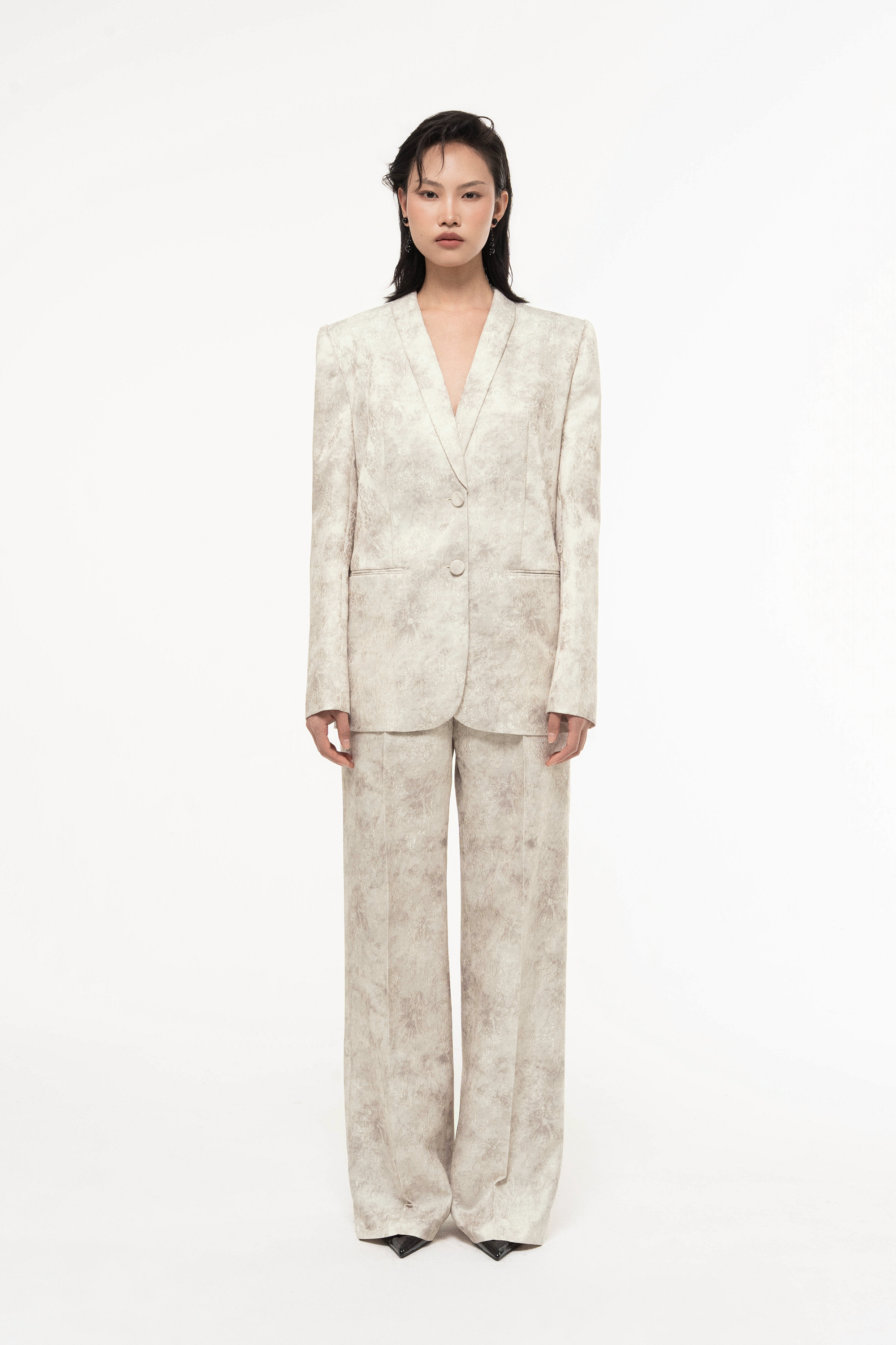 Jacquard V-Neck Blazer Set Design