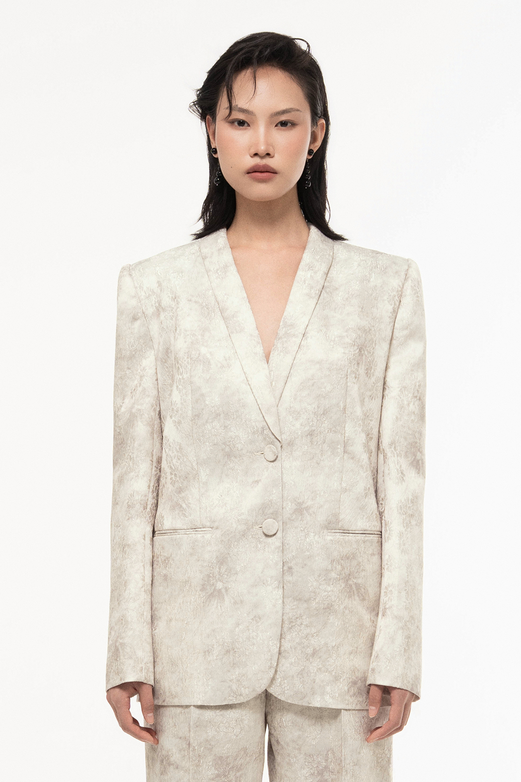 Jacquard V-Neck Blazer