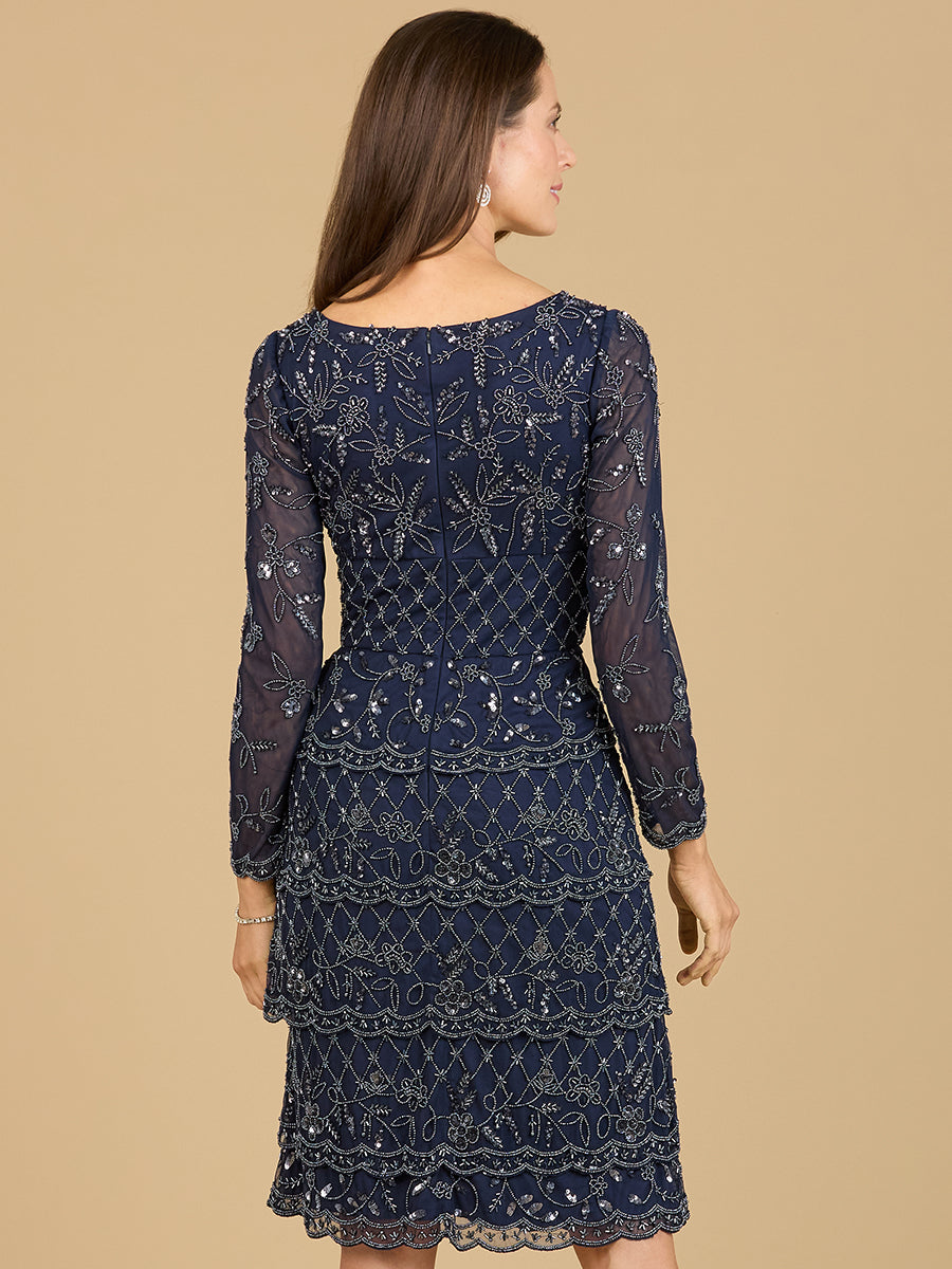Knee Length, Long Sleeve Cocktail Dress 29223