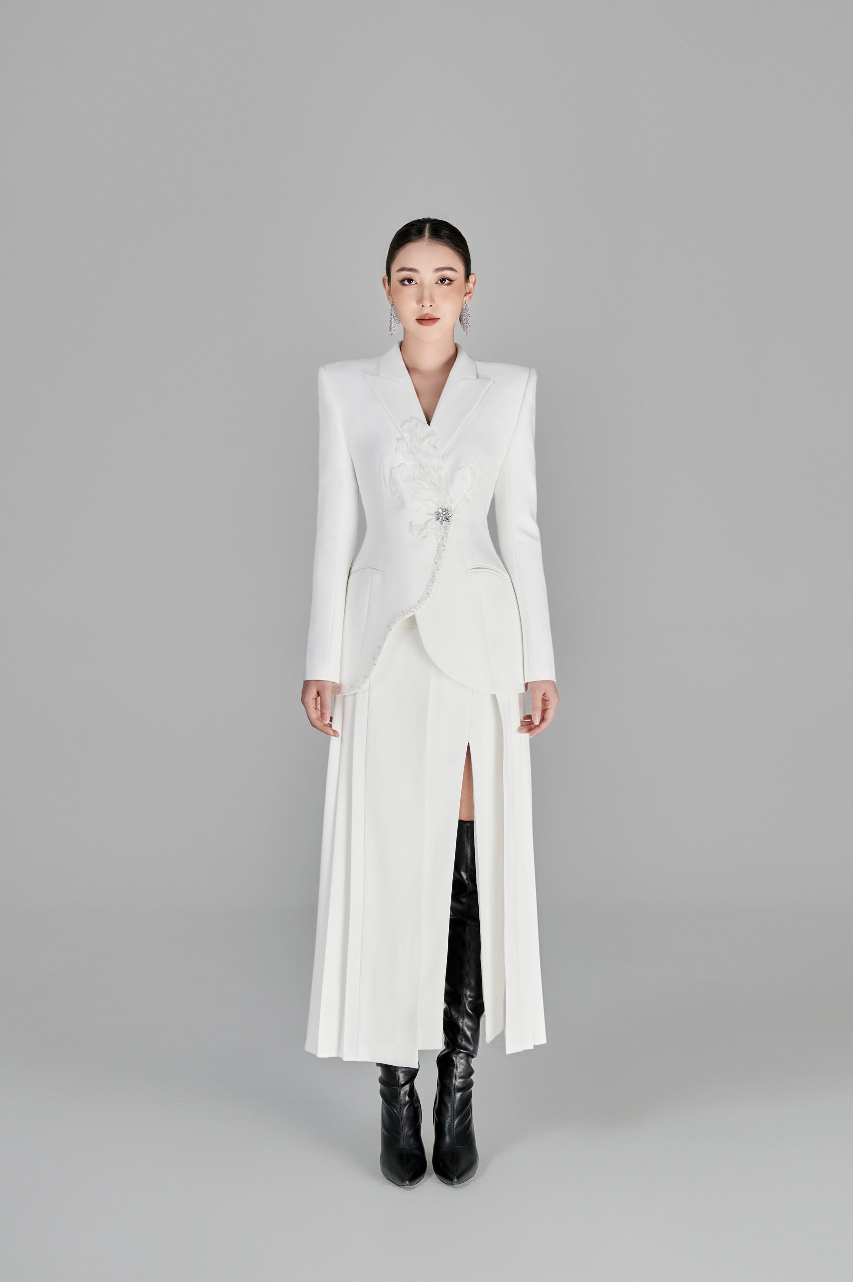 Korey White Slit Skirt