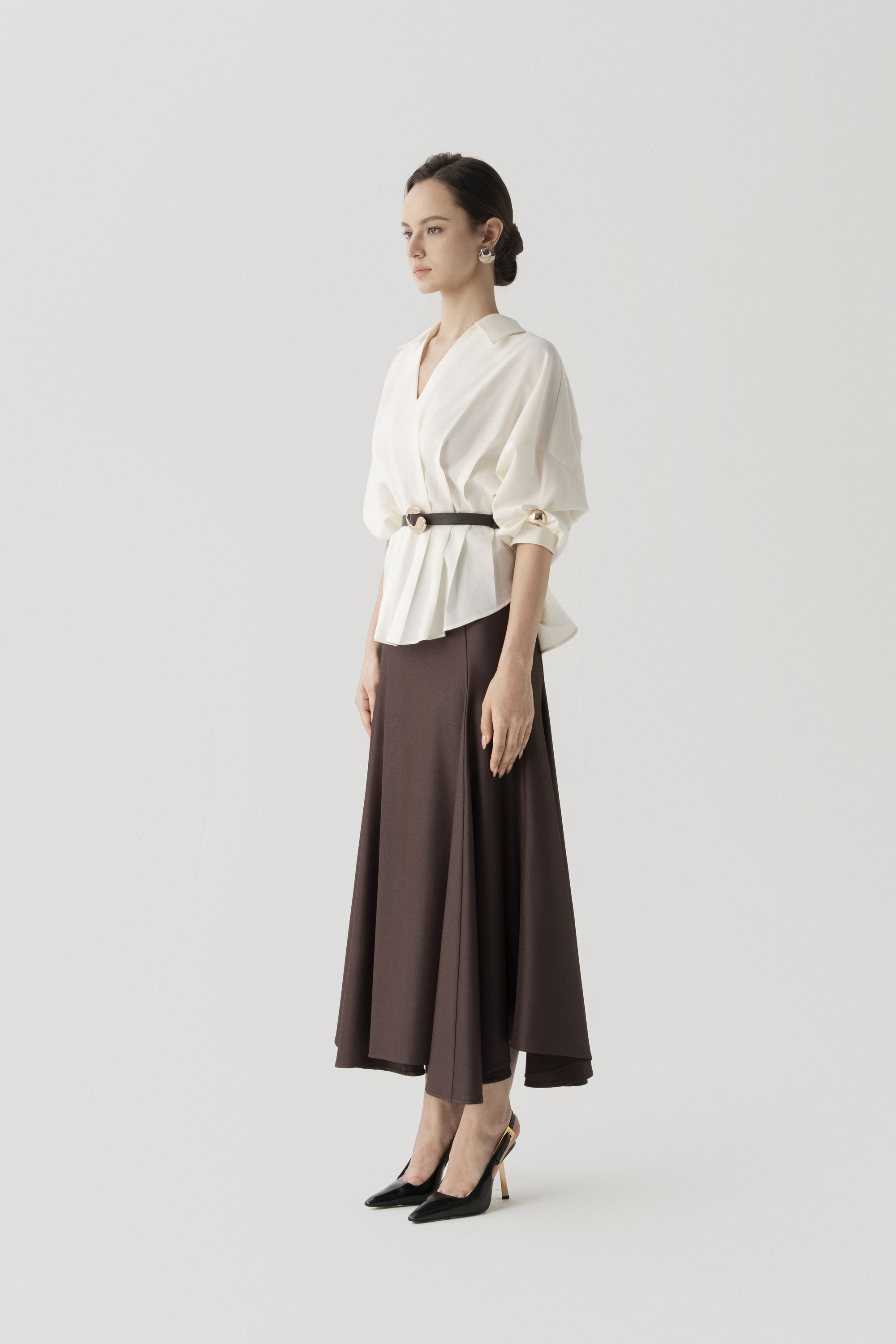 Plain Linen Top & Halo Fishtail Skirt in Chicory Coffee