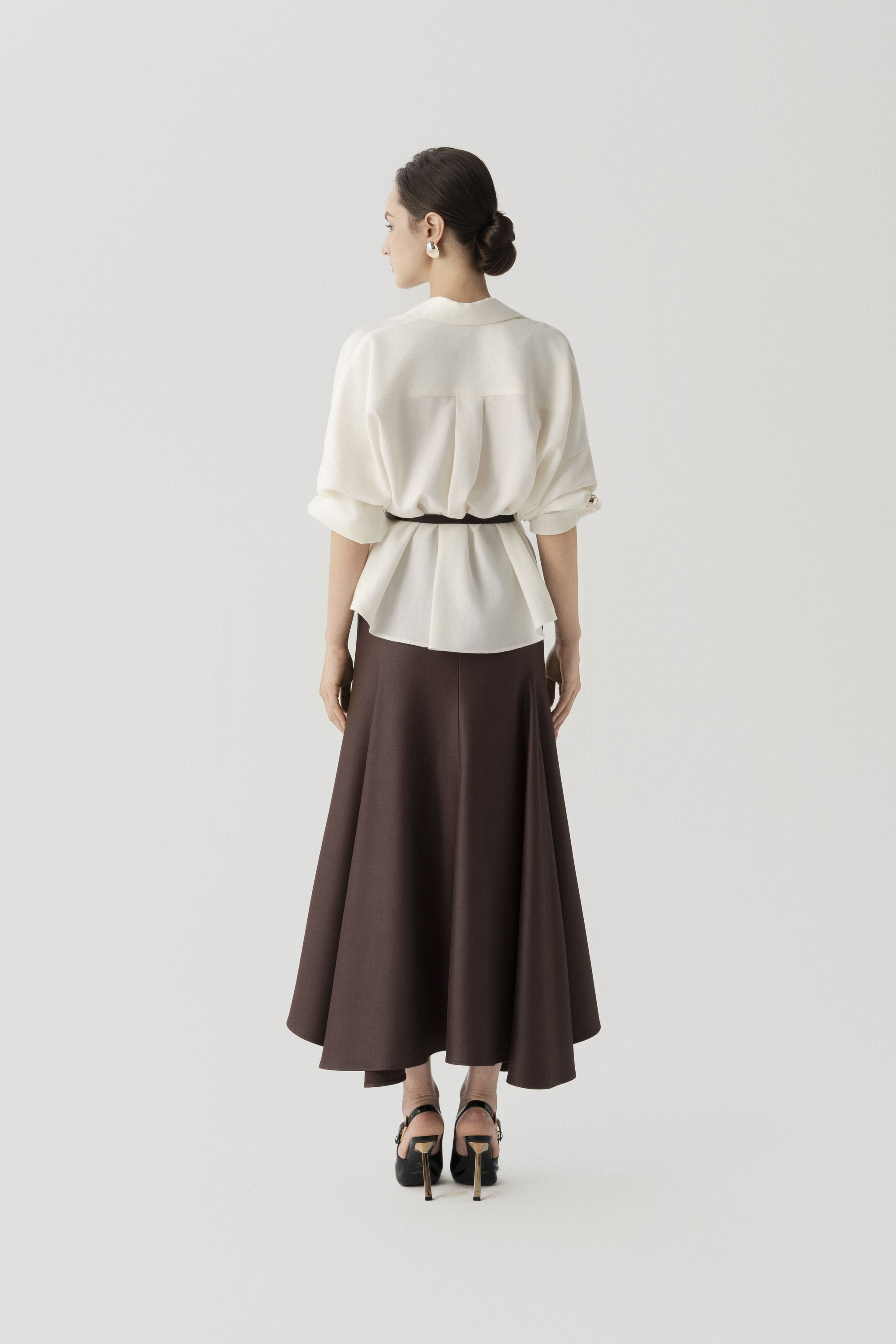 Plain Linen Top & Halo Fishtail Skirt in Chicory Coffee