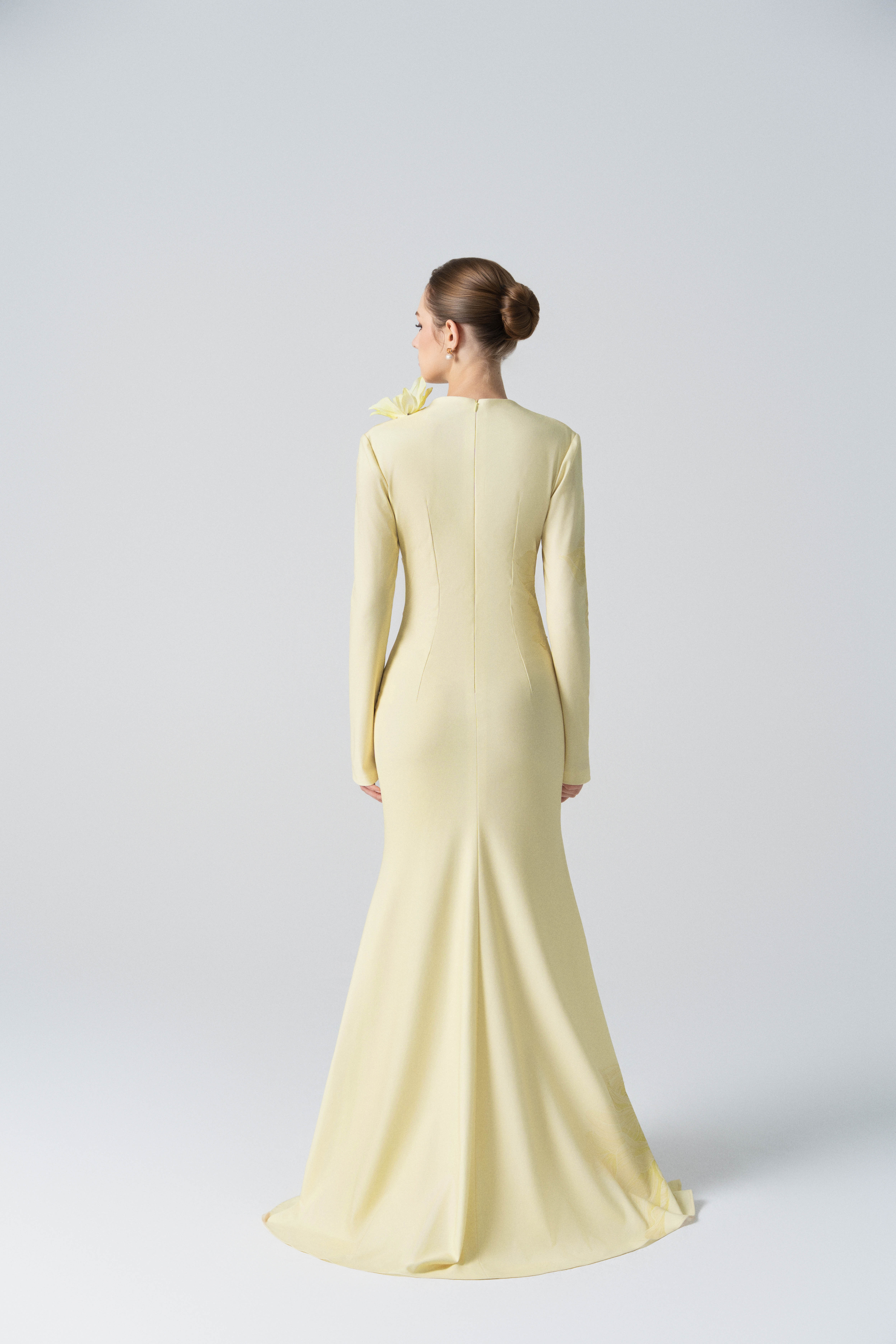 Blossom Drift Fishtail Gown in Almond Oil