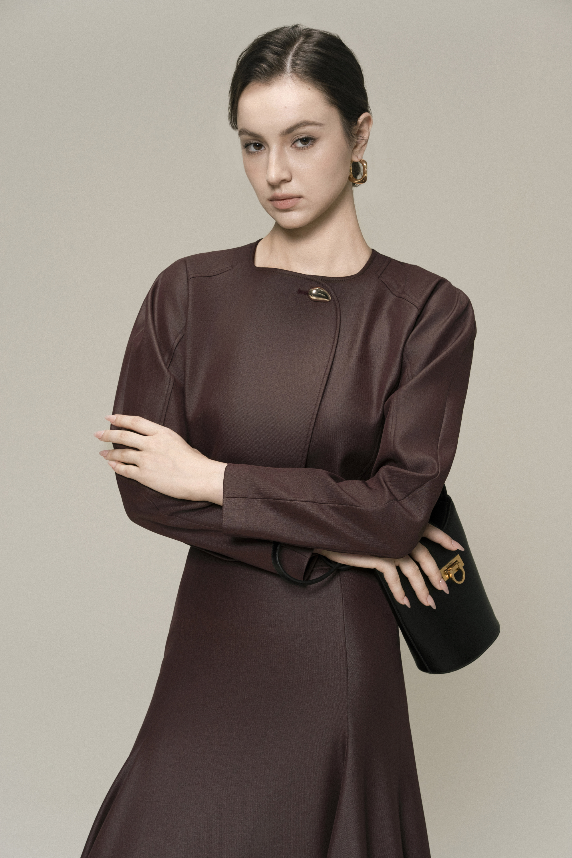 Solstice Cropped Jacket & Halo Fishtail Skirt in Chicory Coffee