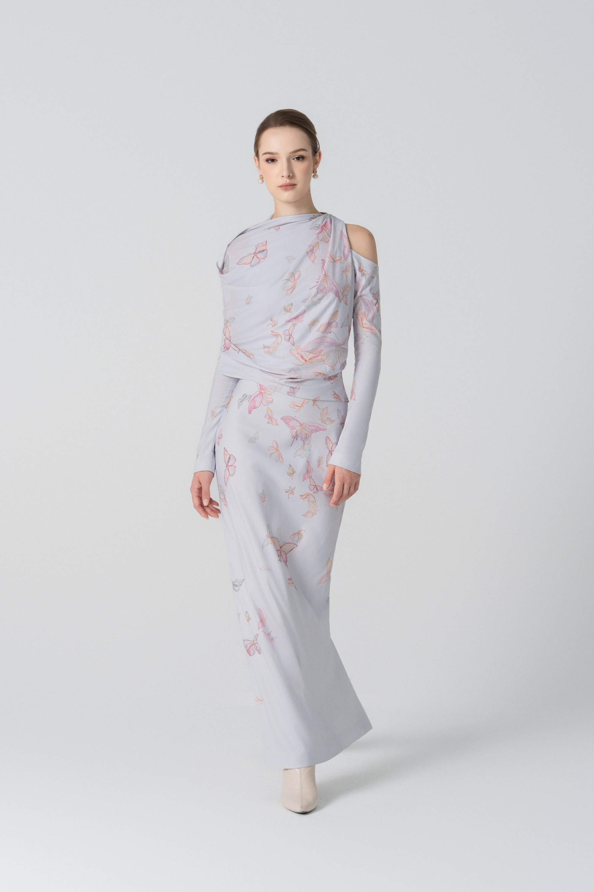 Misty Lilac Negligee Pencil Dress