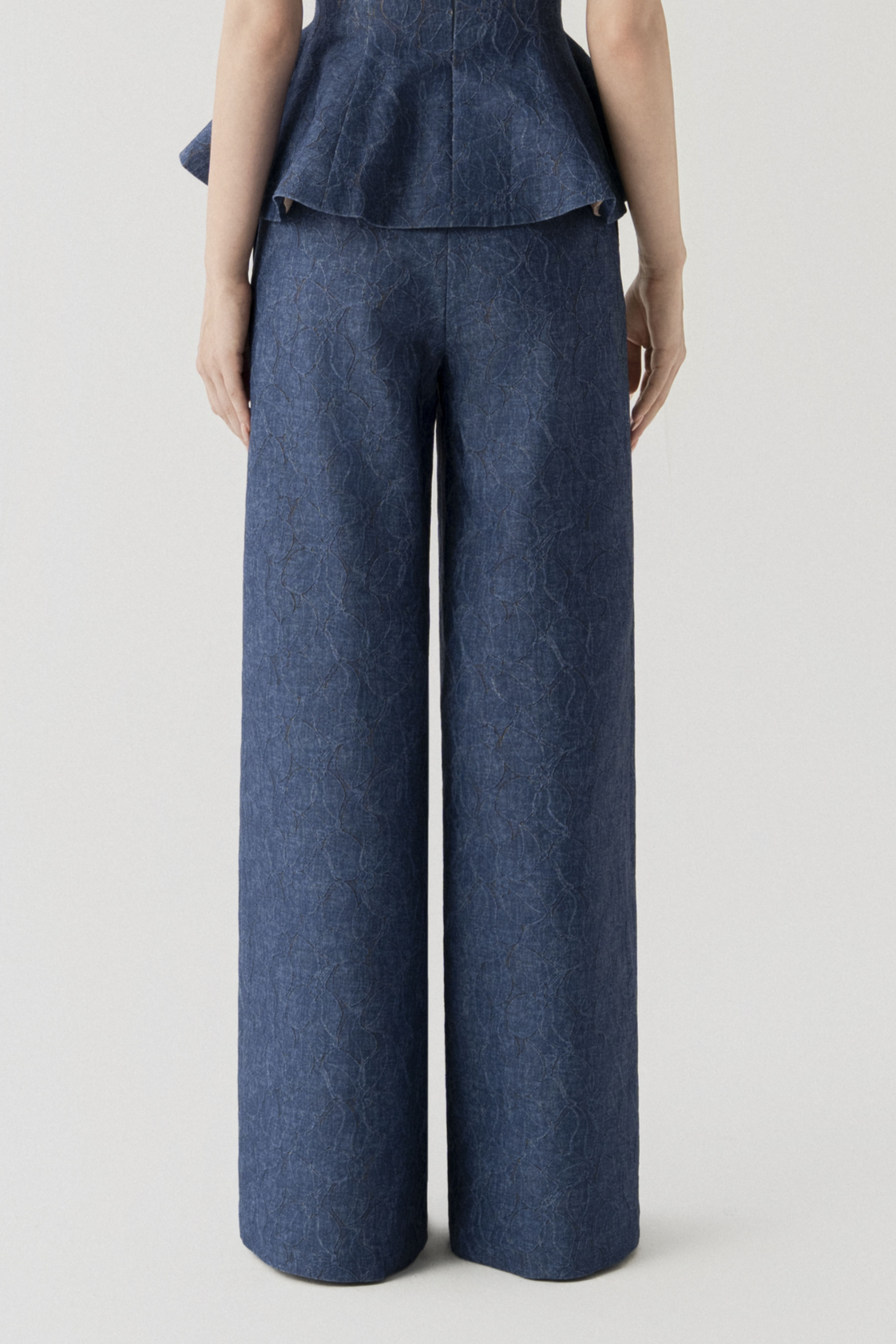 Floral Denim Basic Trousers