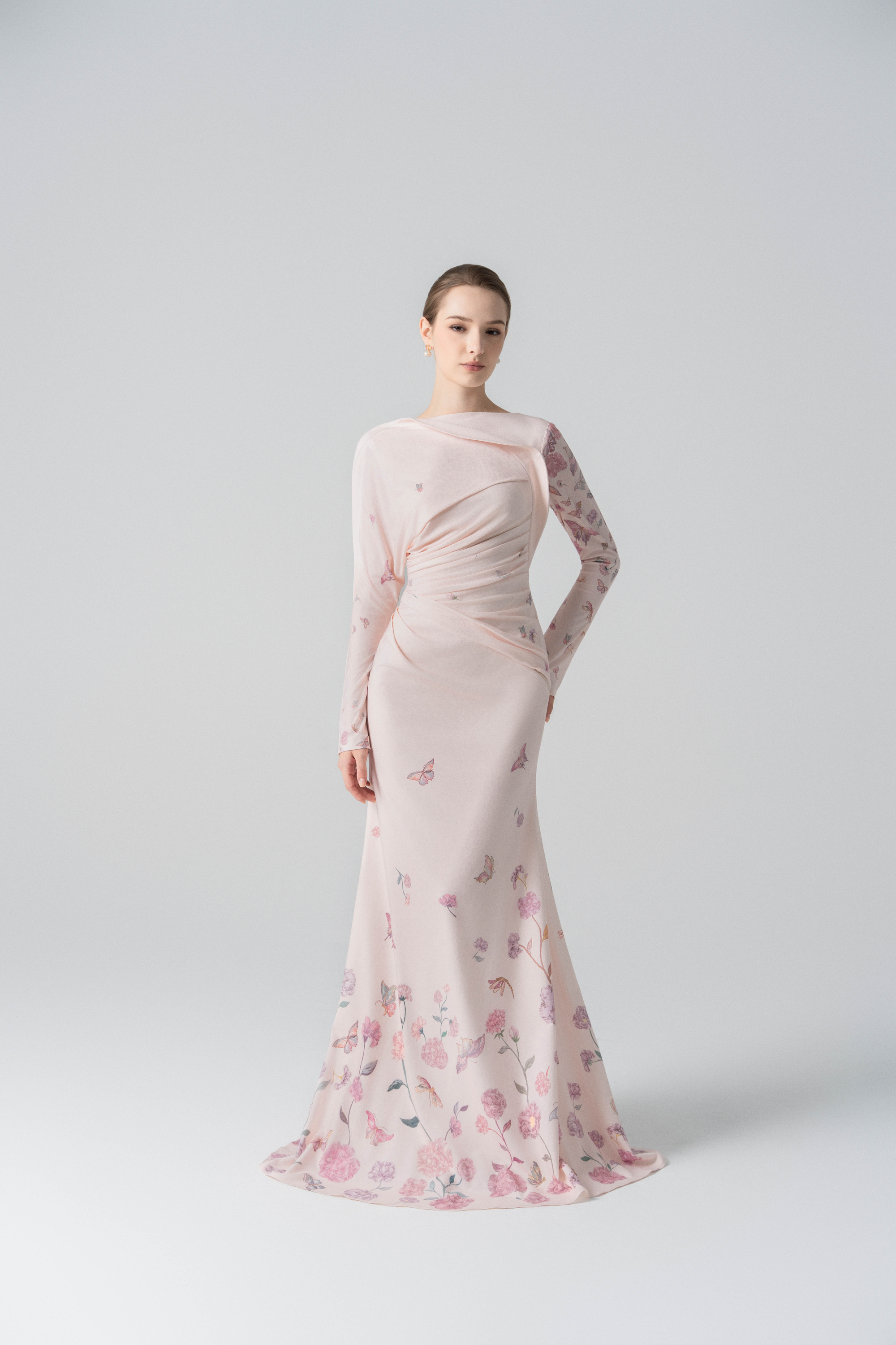 Morning Mist Fishtail Dress in Angel Wing