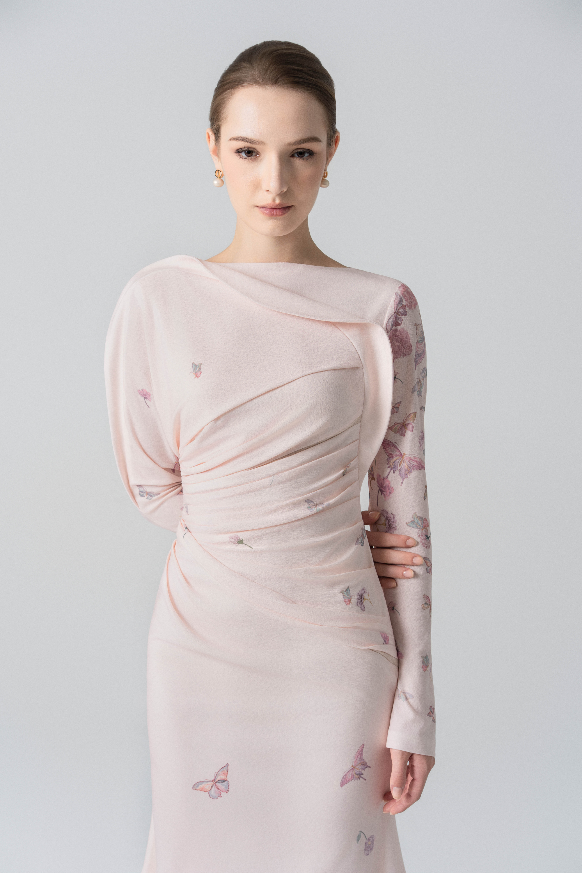 Morning Mist Fishtail Dress in Angel Wing