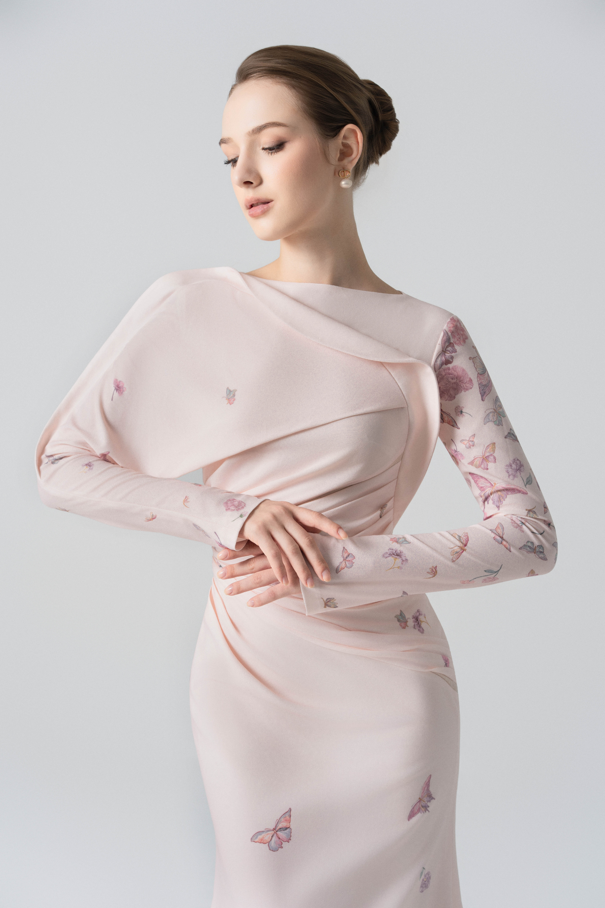 Morning Mist Fishtail Dress in Angel Wing