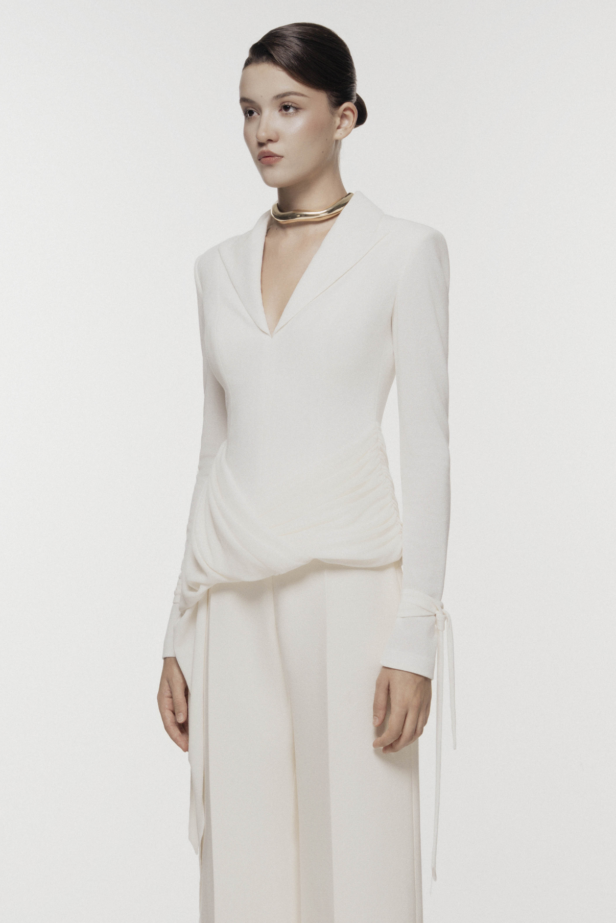 Asymmetric Draped V-Neck Blazer