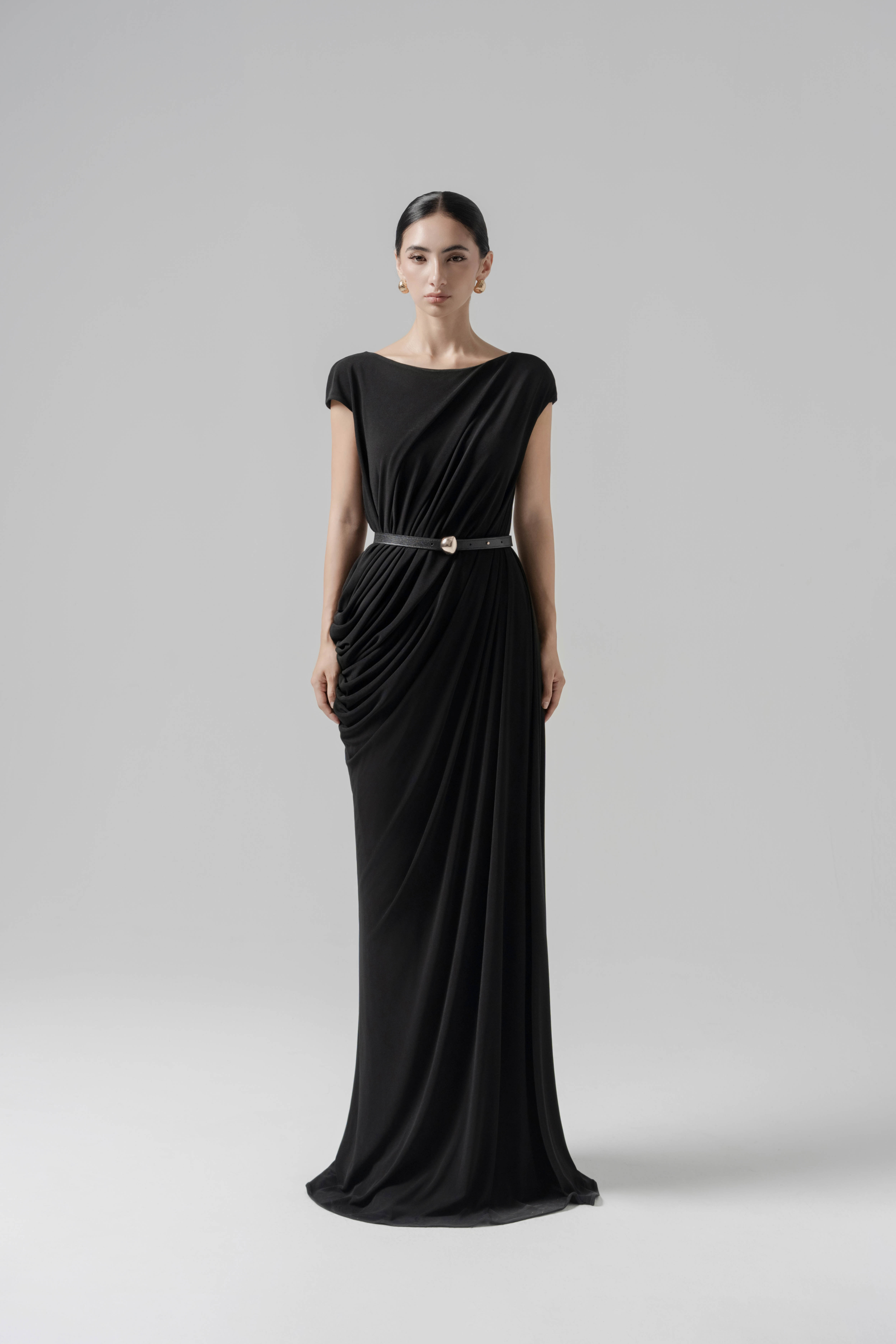 Dune Cape Dress - Cream & Black Midi with Detachable Cape XL - US 10 / Black & Cream Dune Cape Dress - Cream & Black Midi with Detachable Cape XL - US 10 / Black & Cream
