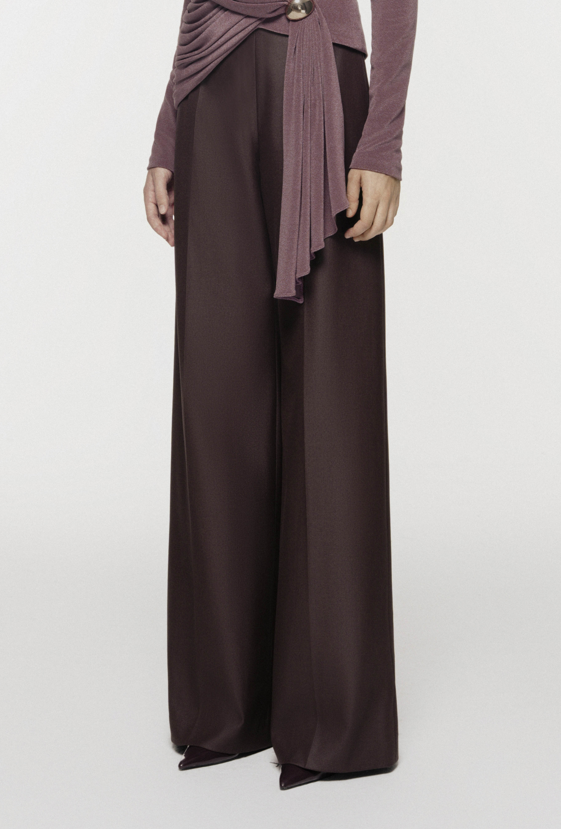 High-Waist Wide-Leg Pleated Trousers