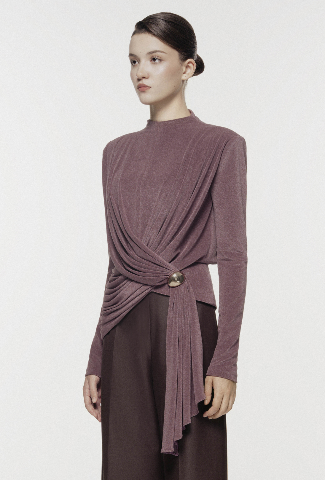 Ring-Draped Sculptural Top