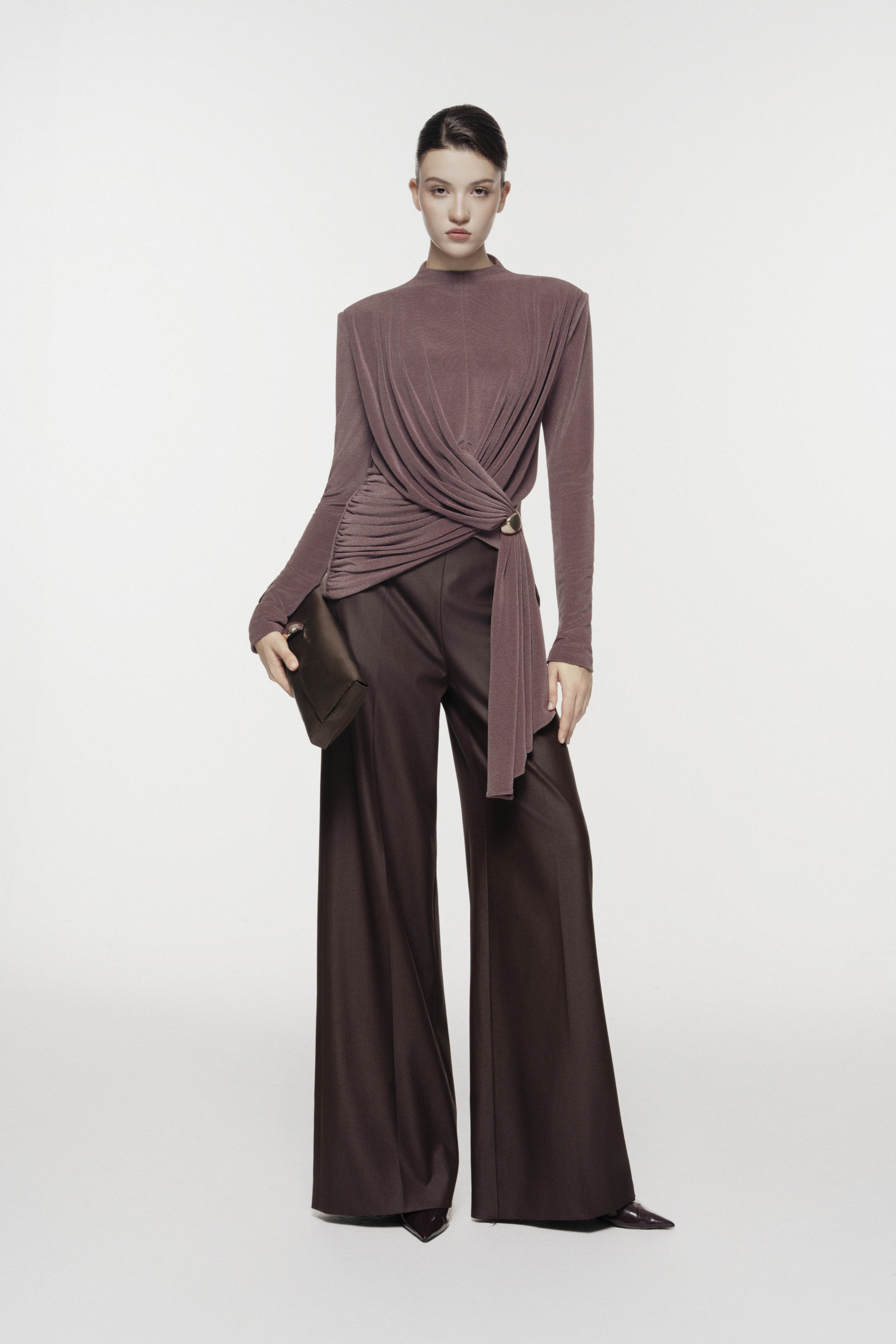 Ring-Draped Sculptural Top
