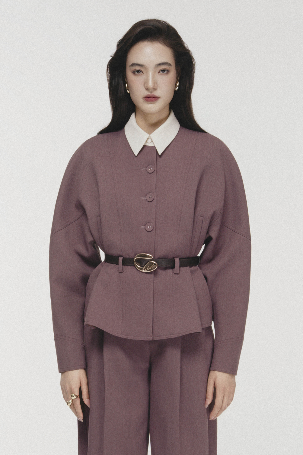 Quilted Structure Short Jacket in Rose Taupe