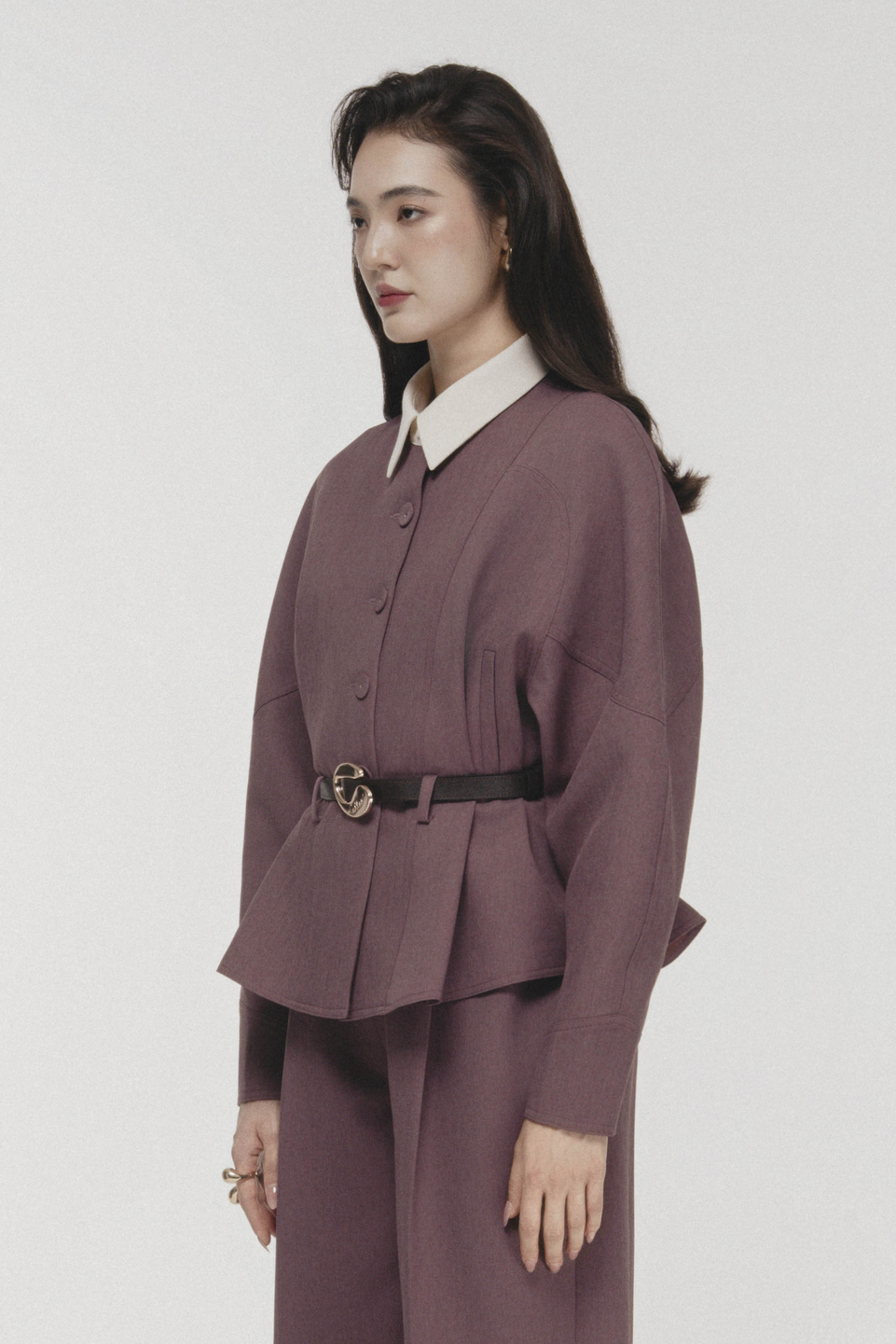 Quilted Structure Short Jacket in Rose Taupe