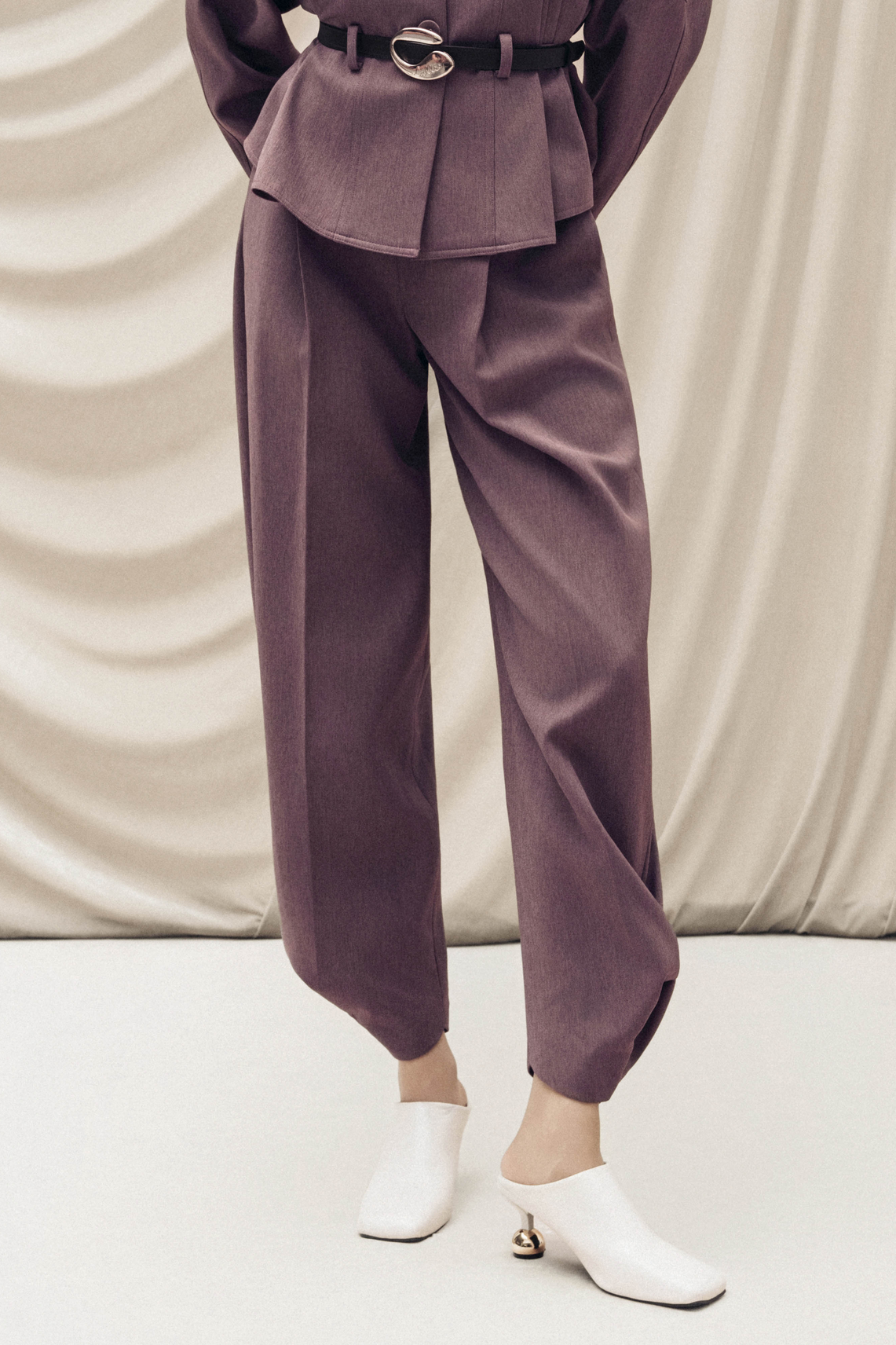 Twisted-Hem Cocoon Pants in Rose Taupe