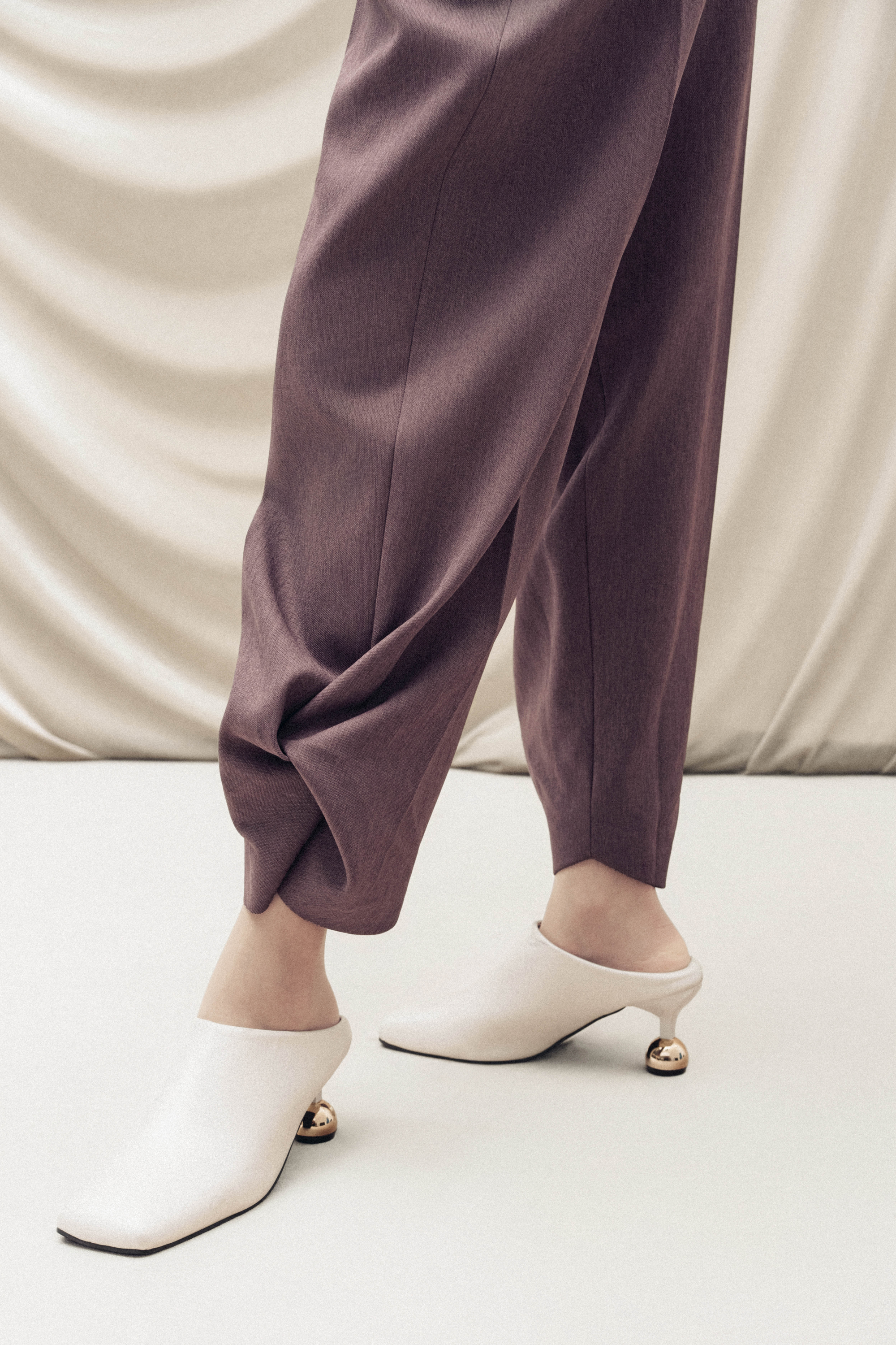 Twisted-Hem Cocoon Pants in Rose Taupe