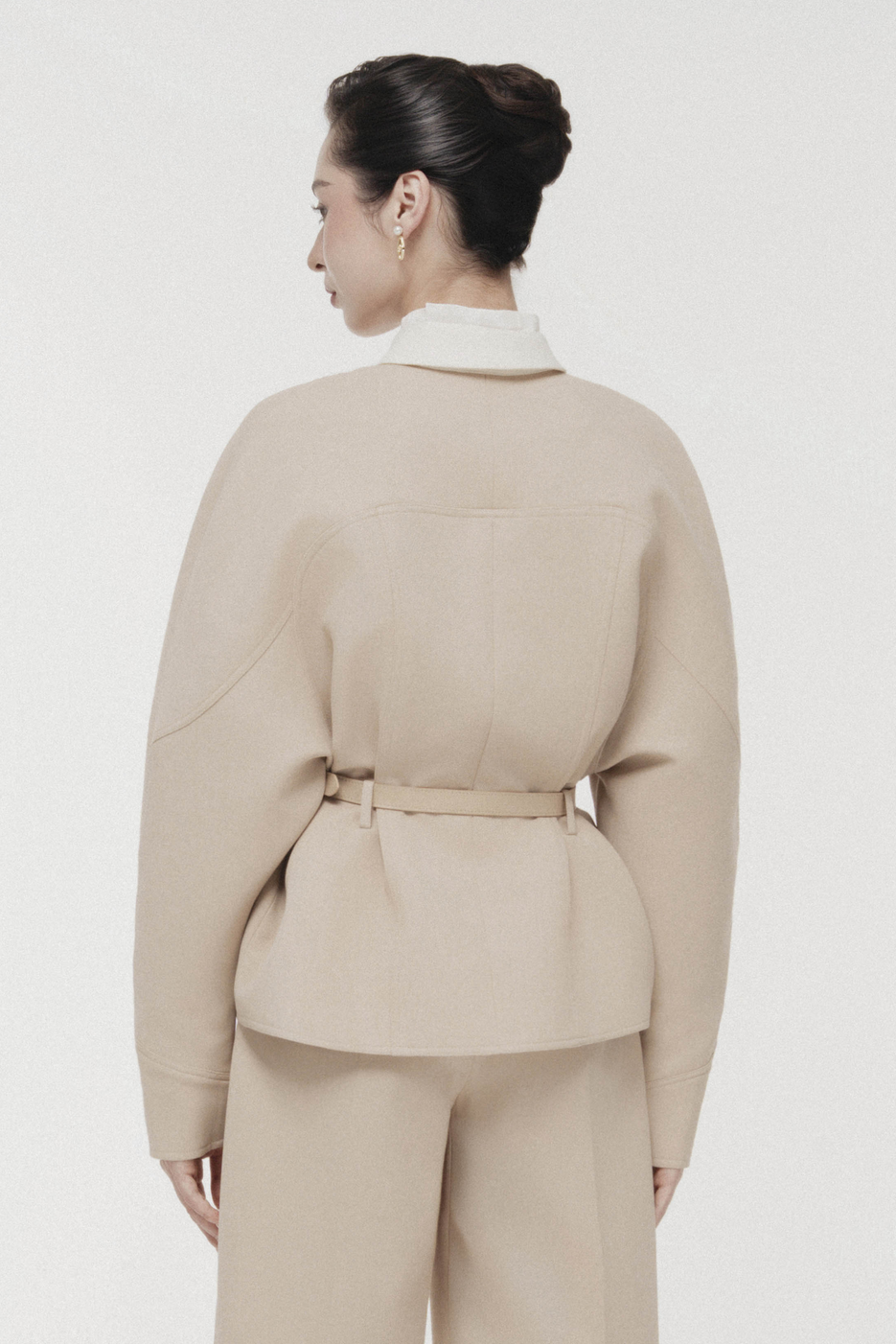 Quilted Structure Short Jacket in Hazelnut