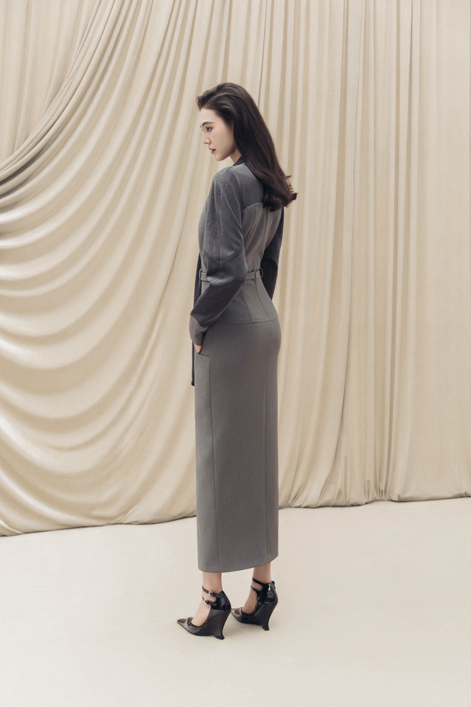 Contour Scarf-Neck Pencil Dress