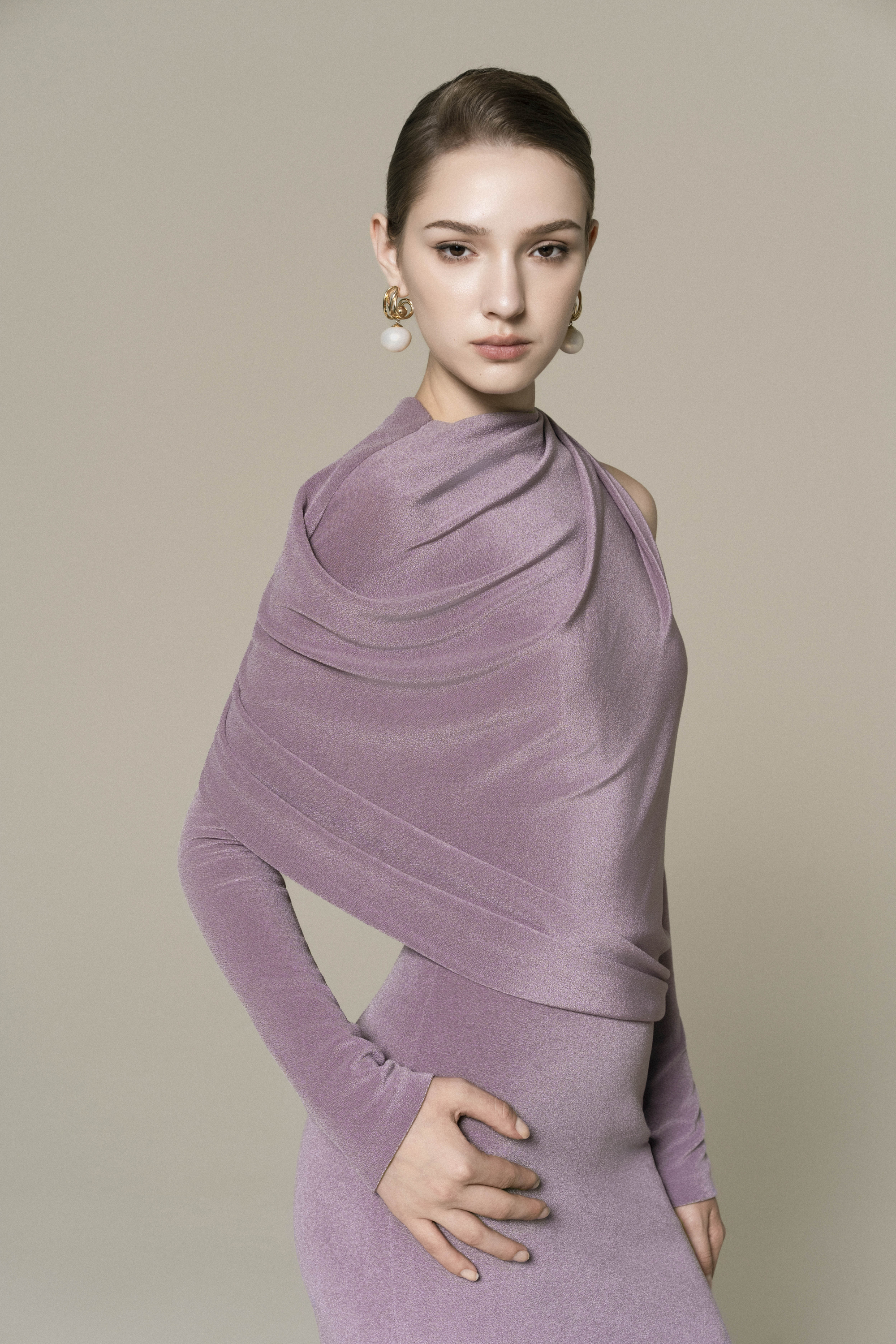 Asymmetry Whisper Midi Dress