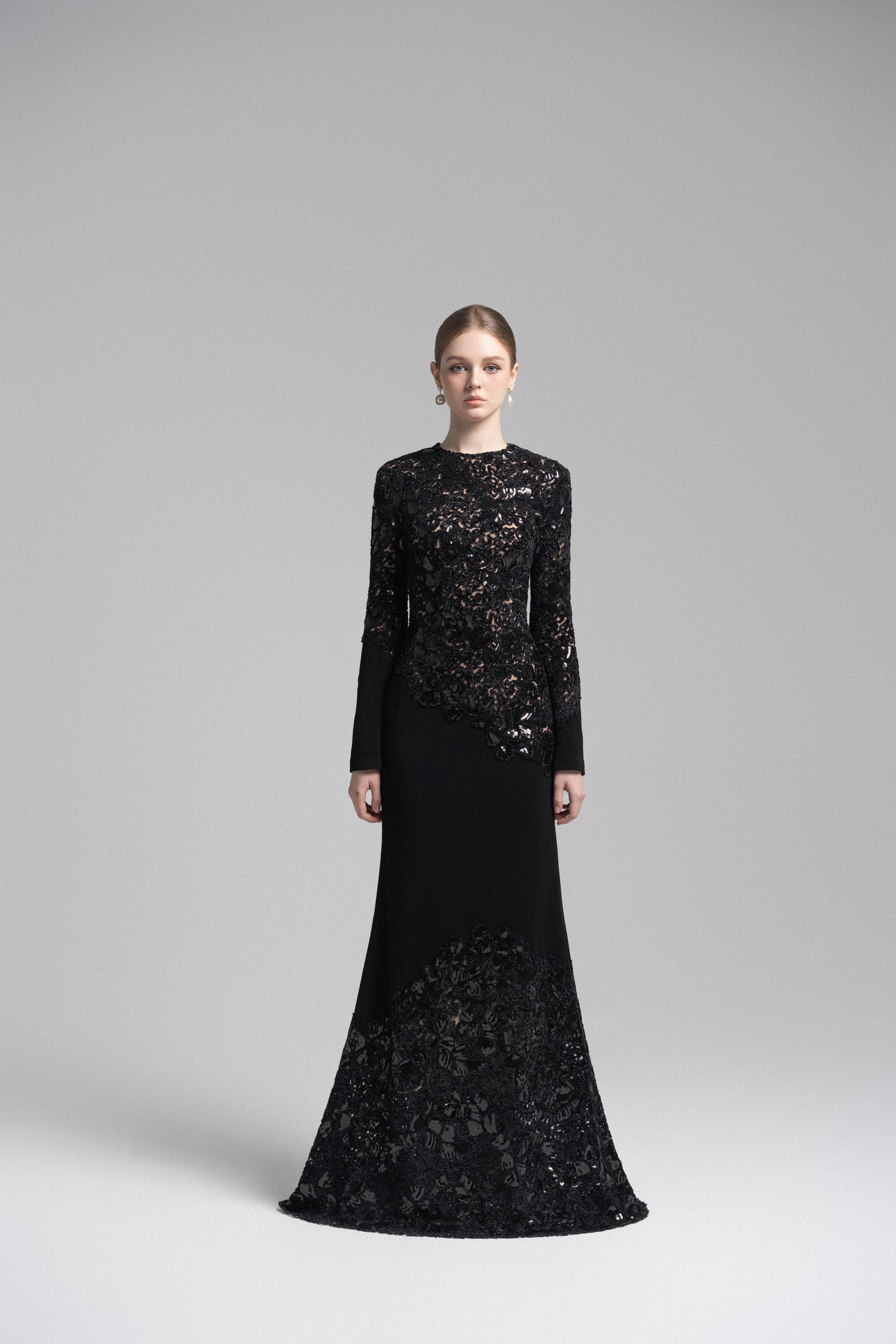 Black Celeste Lace Mermaid Dress - Handcrafted Gown VL1003 Black Celeste Lace Mermaid Dress - Handcrafted Gown VL1003