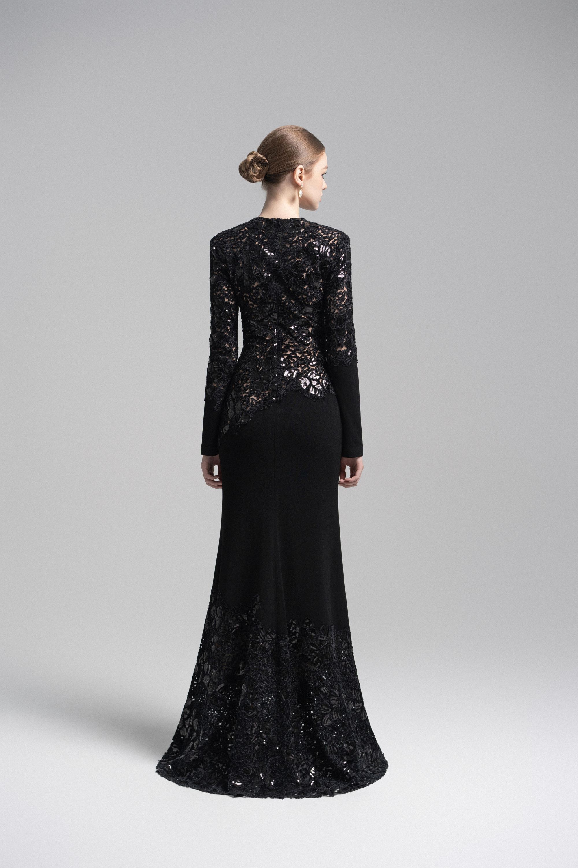 Black Celeste Lace Mermaid Dress - Handcrafted Gown VL1003 Black Celeste Lace Mermaid Dress - Handcrafted Gown VL1003