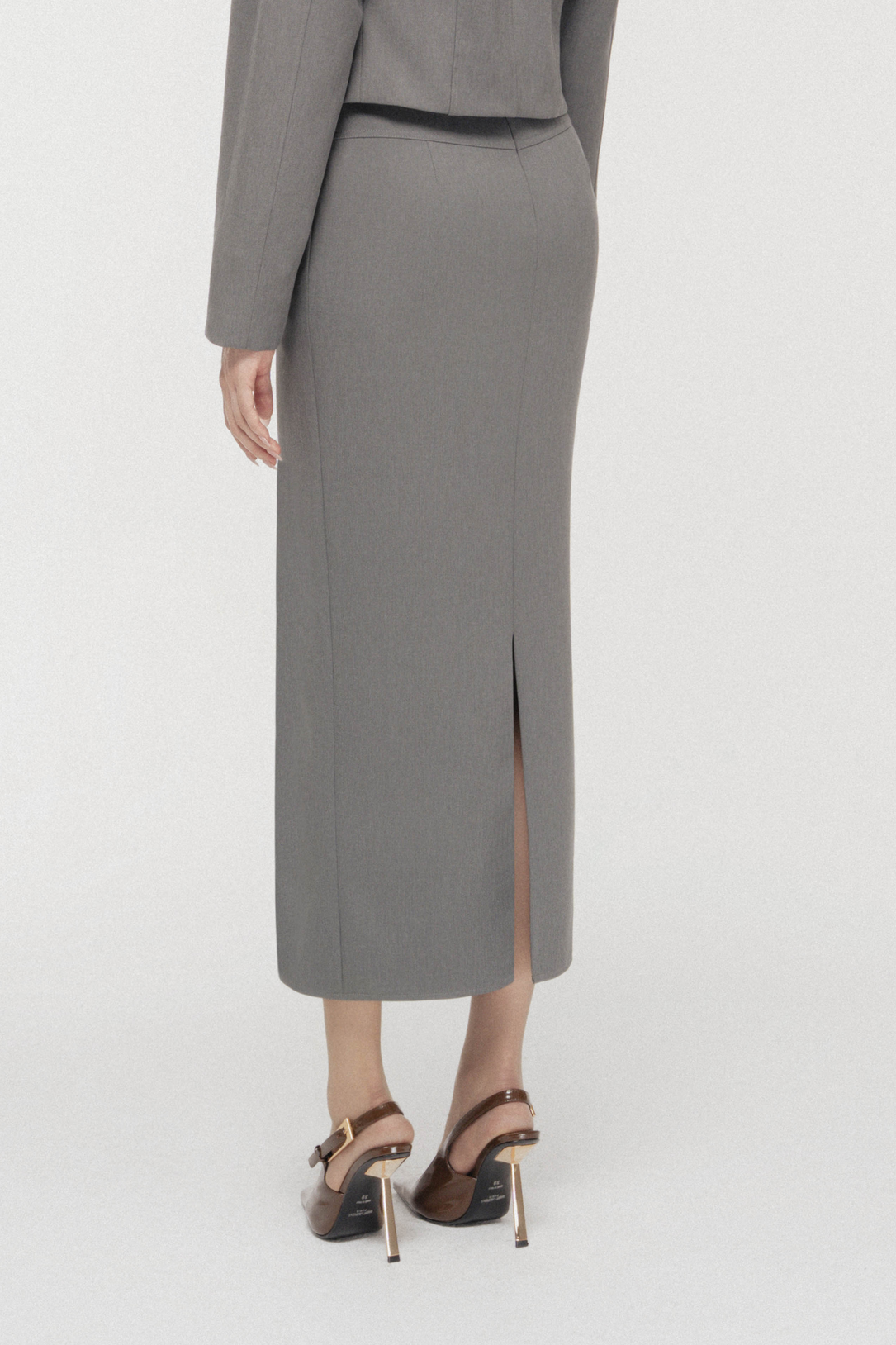 Folded-Slit Sculpted Pencil Skirt