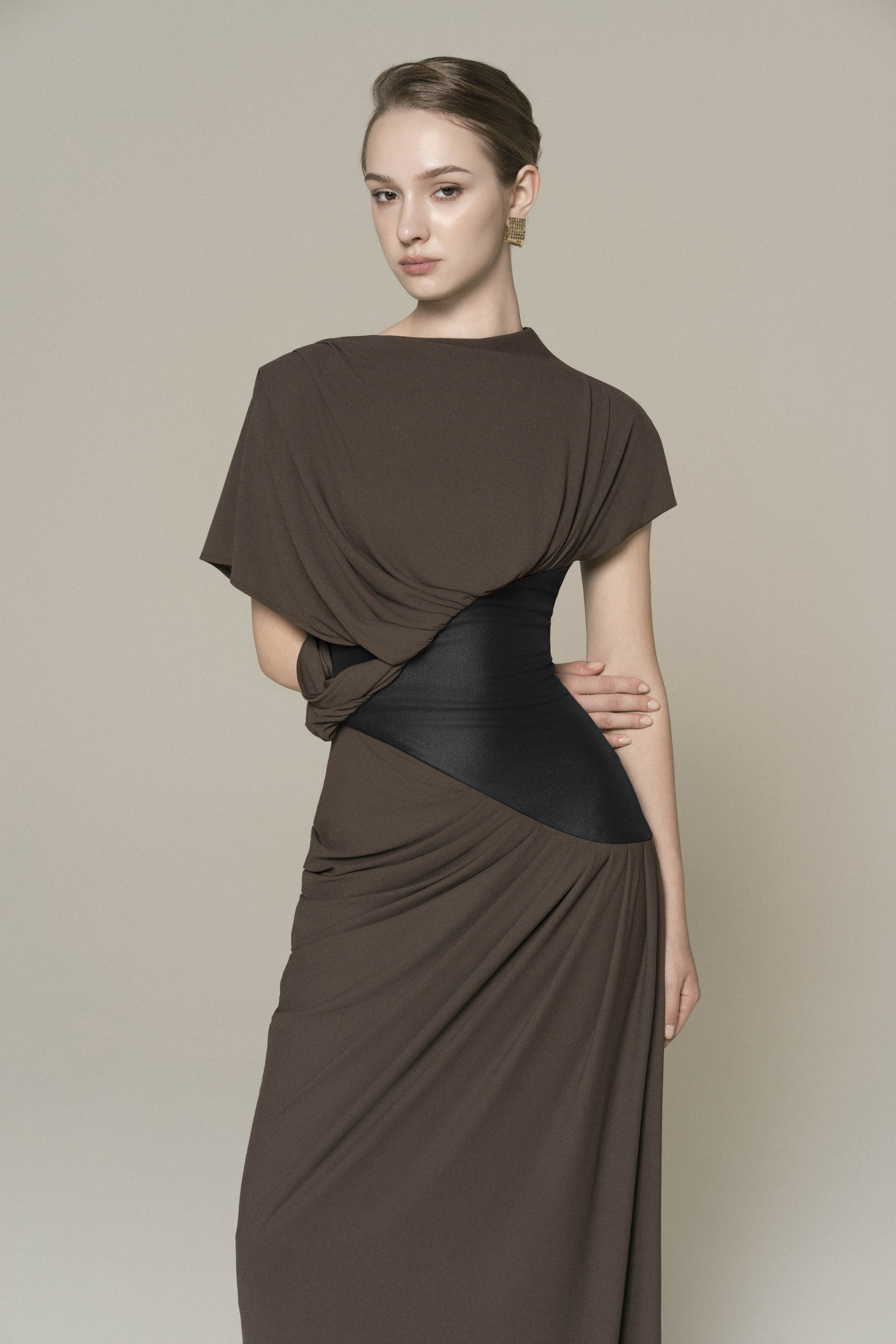 Umber Eclipse Midi Dress | Chocolate Martini Corset Gown