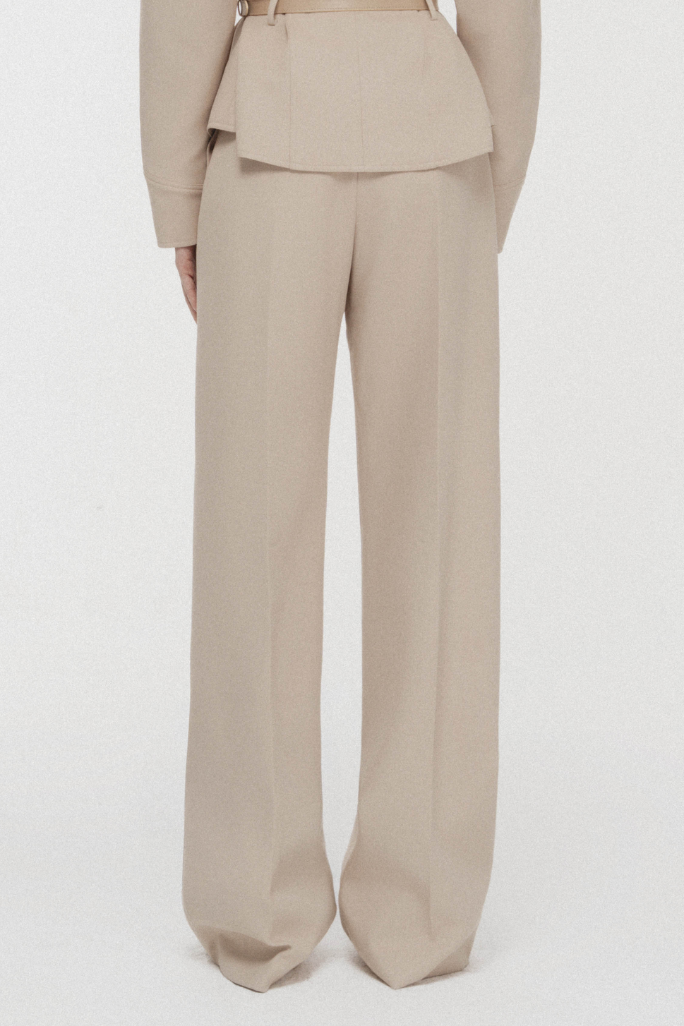 High-Waist Pleated Wide-Leg Trousers in Hazelnut