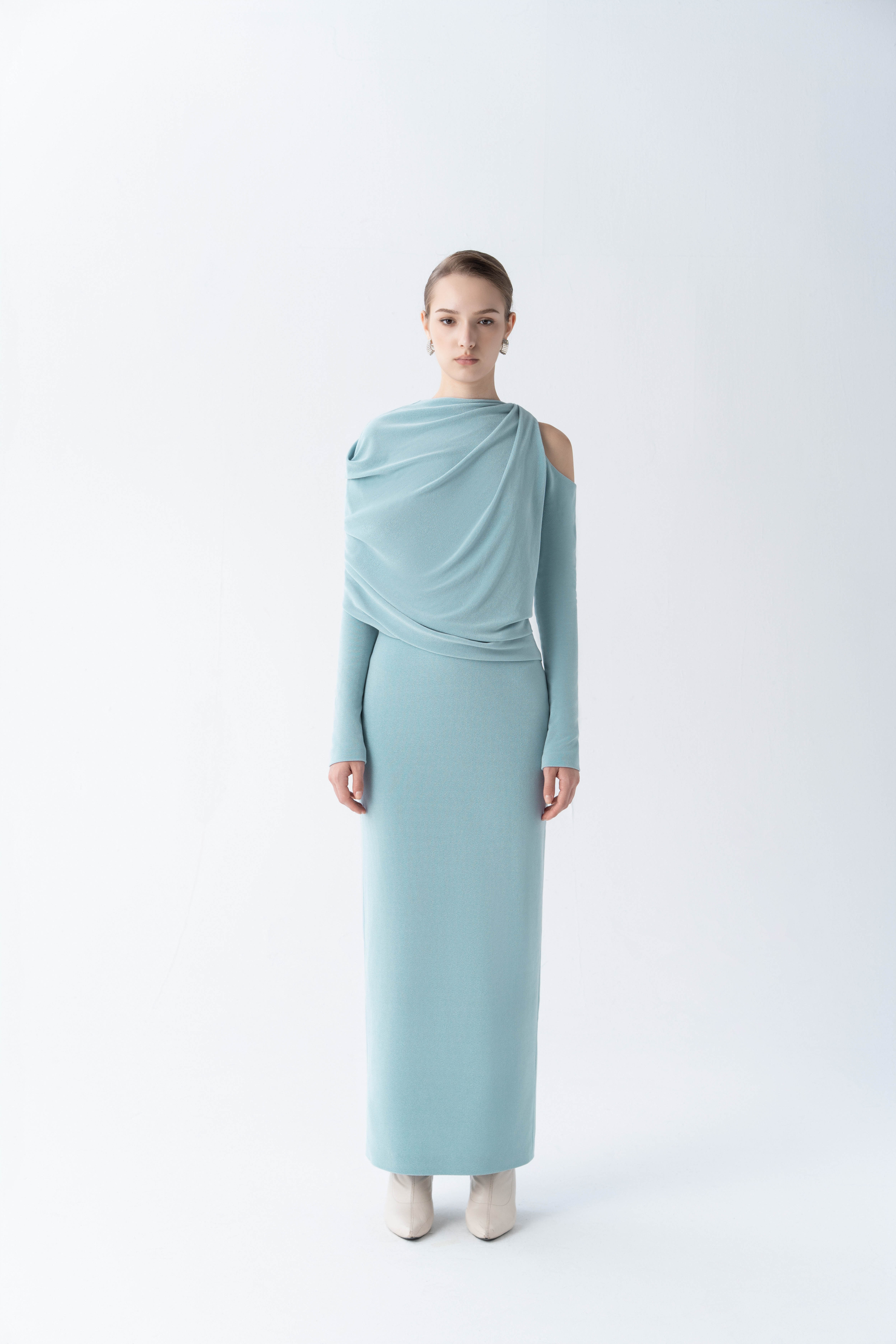 Asymmetry Whisper Midi Dress