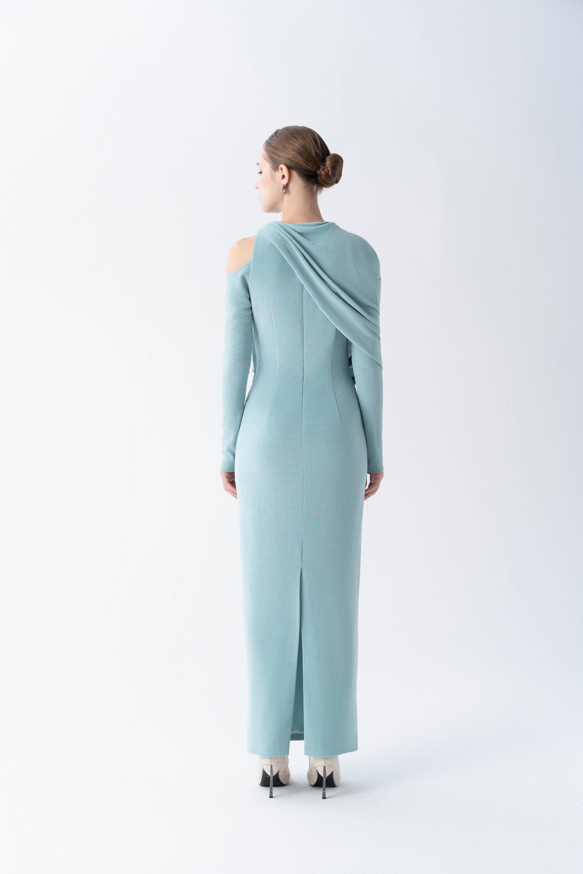 whisper long sleeve dress Asymmetry Whisper Midi Dress | One-Shoulder Pencil Dress 3XL