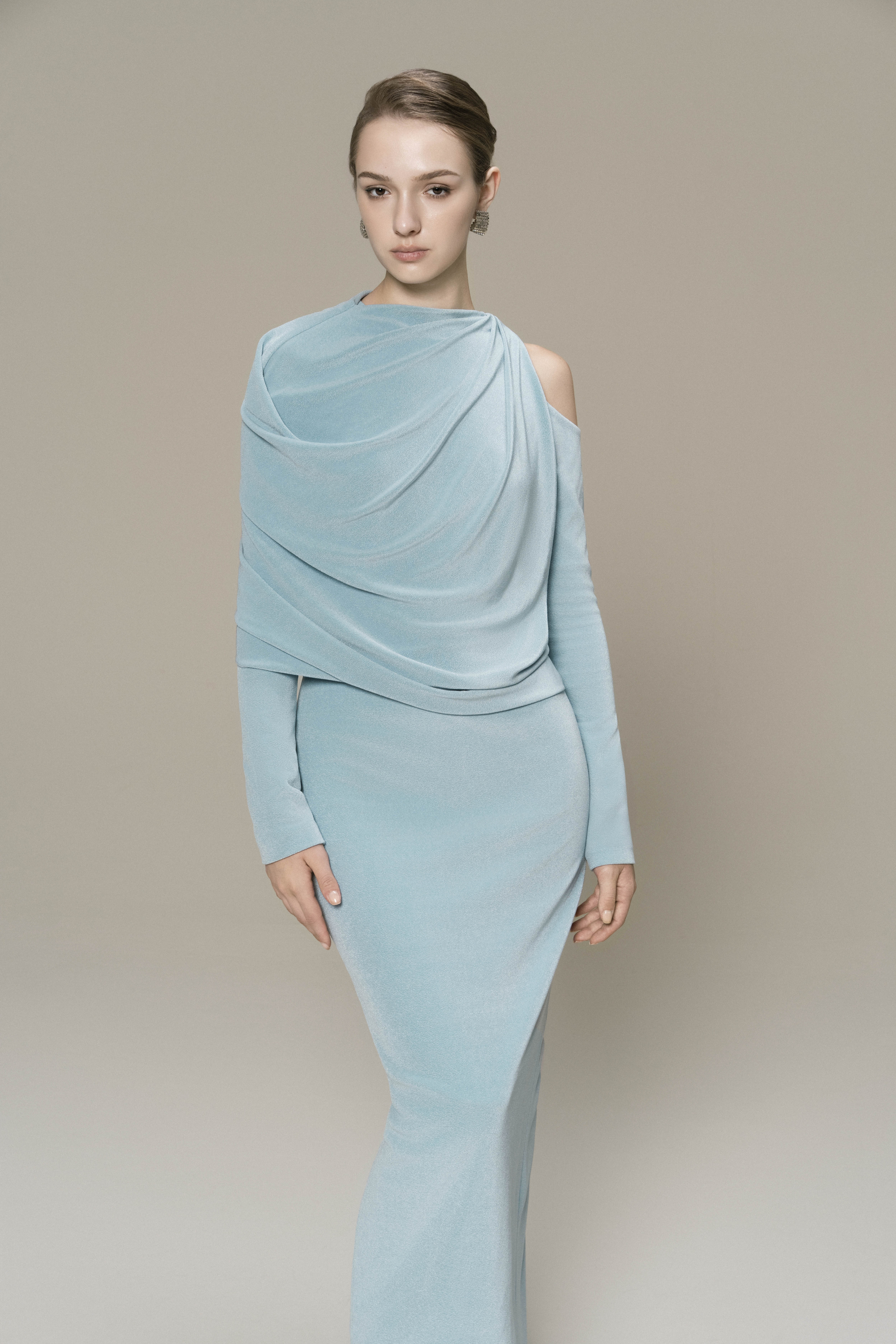 Asymmetry Whisper Midi Dress