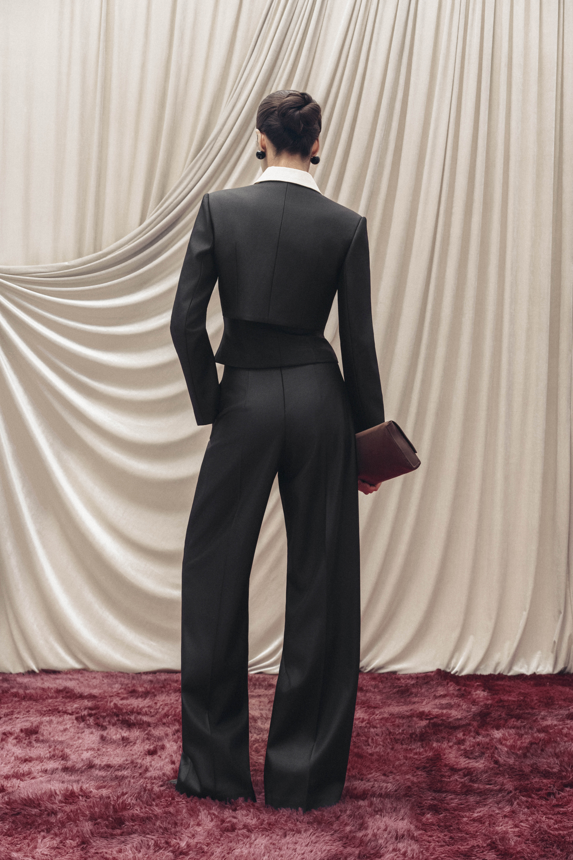 Layered Peter Pan Cropped Blazer & Trousers