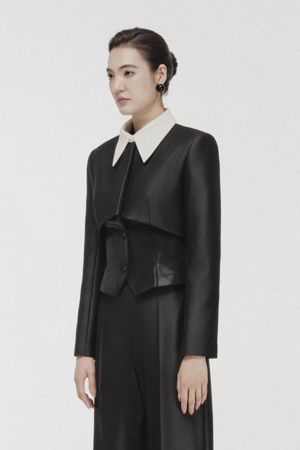 Layered Peter Pan Cropped Blazer