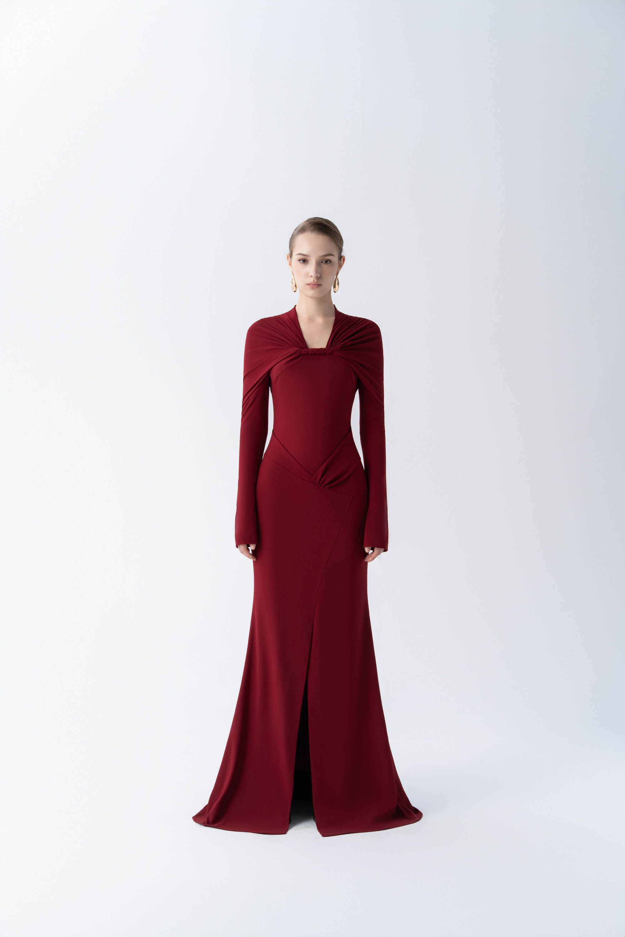 Celestial Flow Gown | Midi Fishtail Dress with Draped Bodice Celestial Flow Gown | Midi Fishtail Dress with Draped Bodice