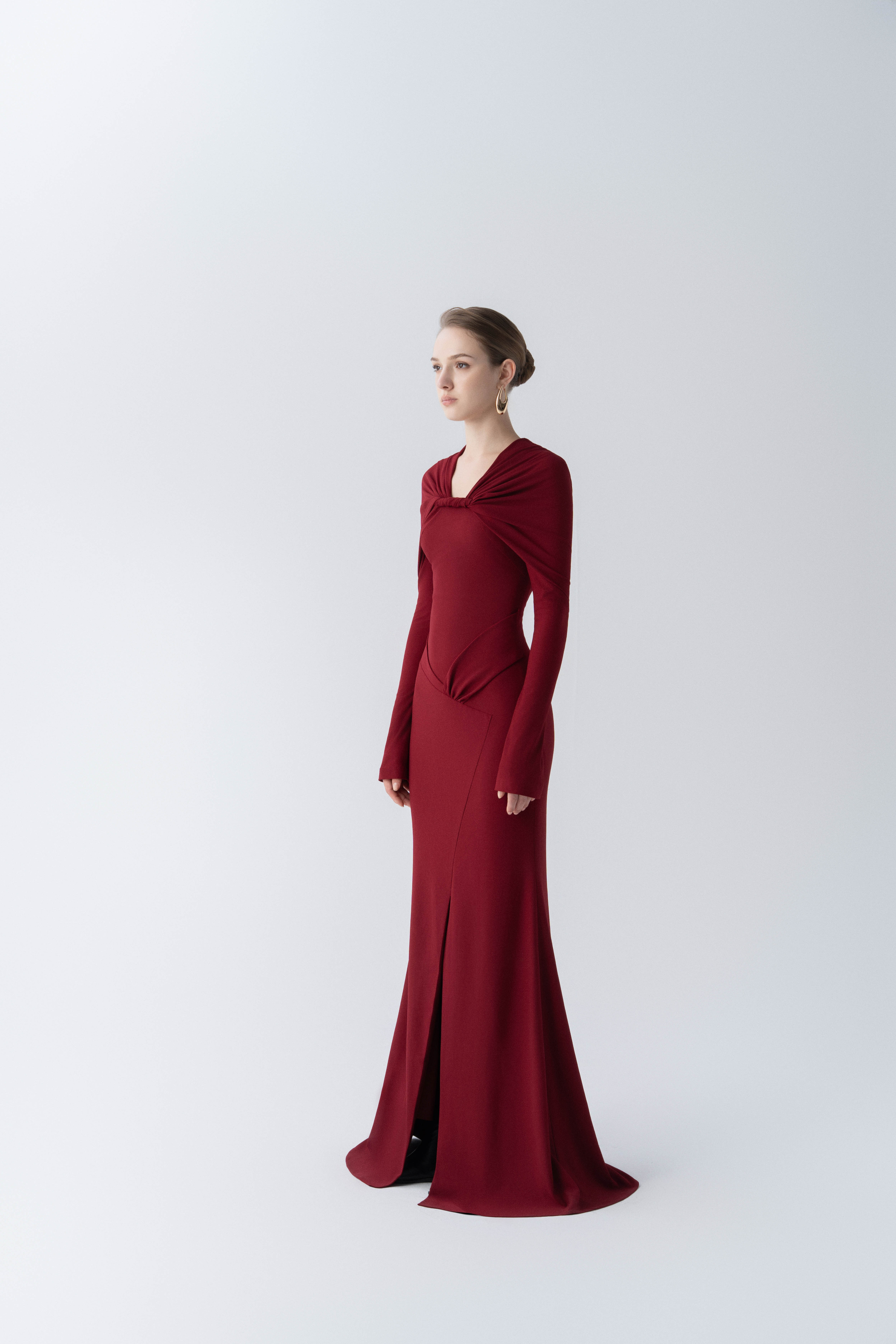 Celestial Flow Gown | Midi Fishtail Dress with Draped Bodice Celestial Flow Gown | Midi Fishtail Dress with Draped Bodice