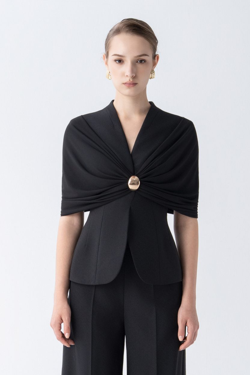 فستان ميدي كريستال ملفوف من سيلستيا باللون الكريم