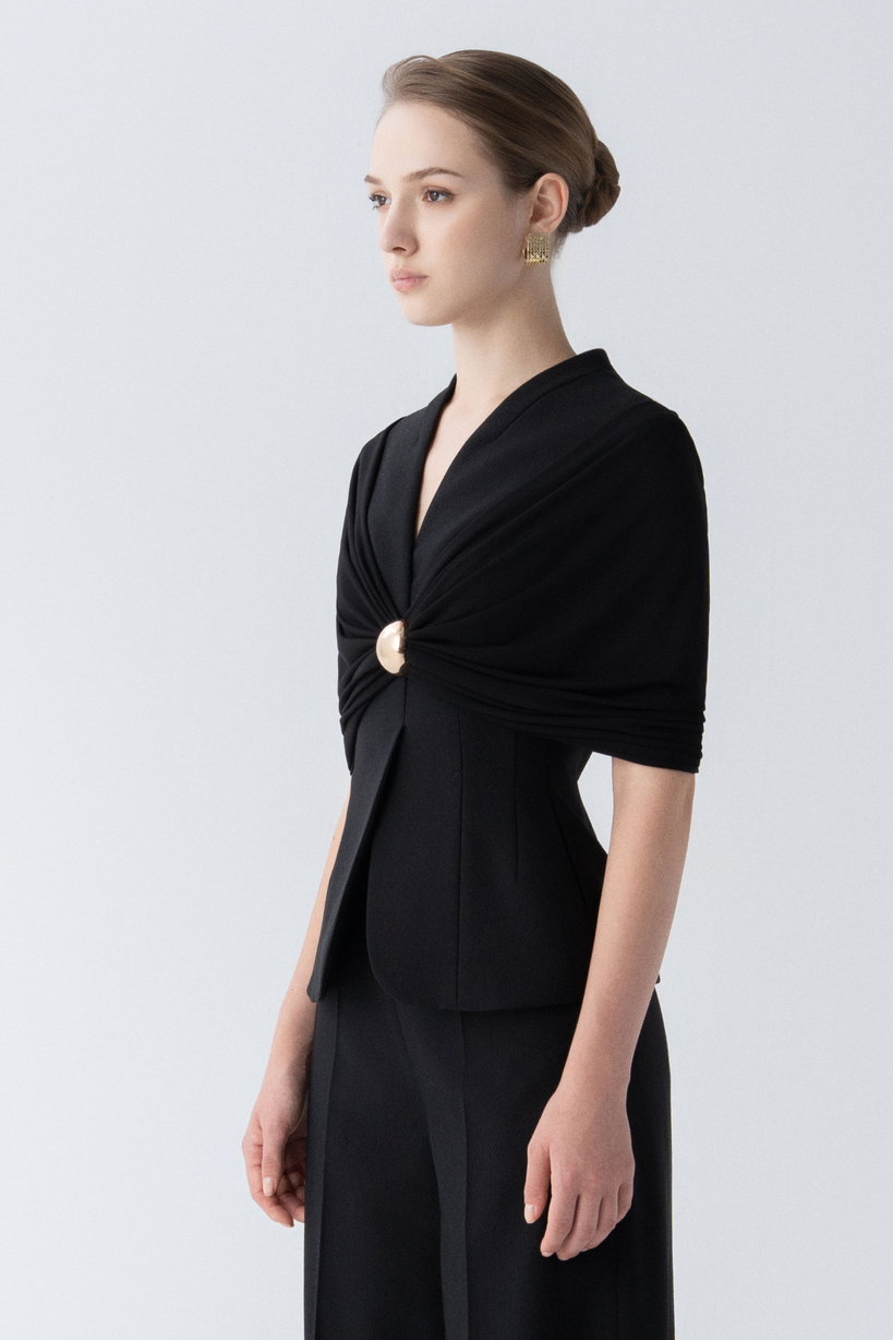 فستان ميدي كريستال ملفوف من سيلستيا باللون الكريم