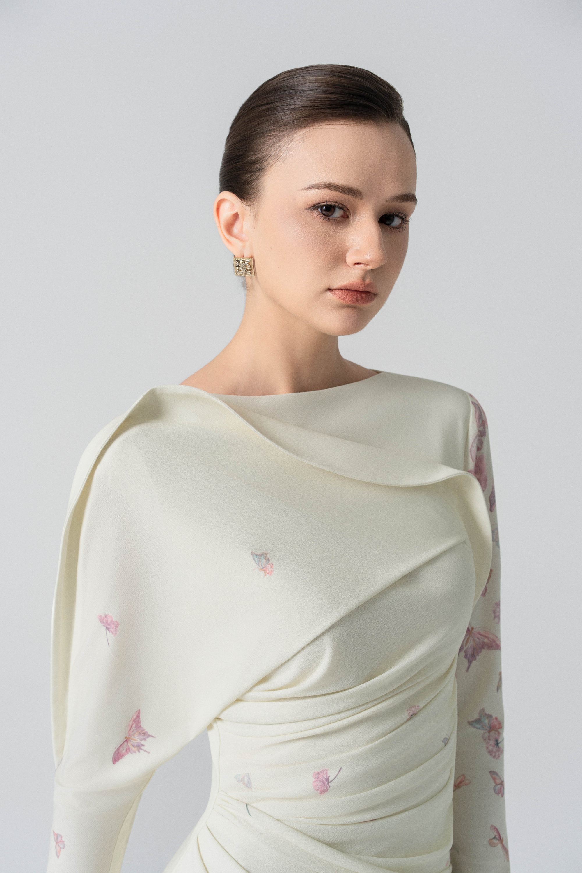 Morning Mist Fishtail Dress in Angel Wing