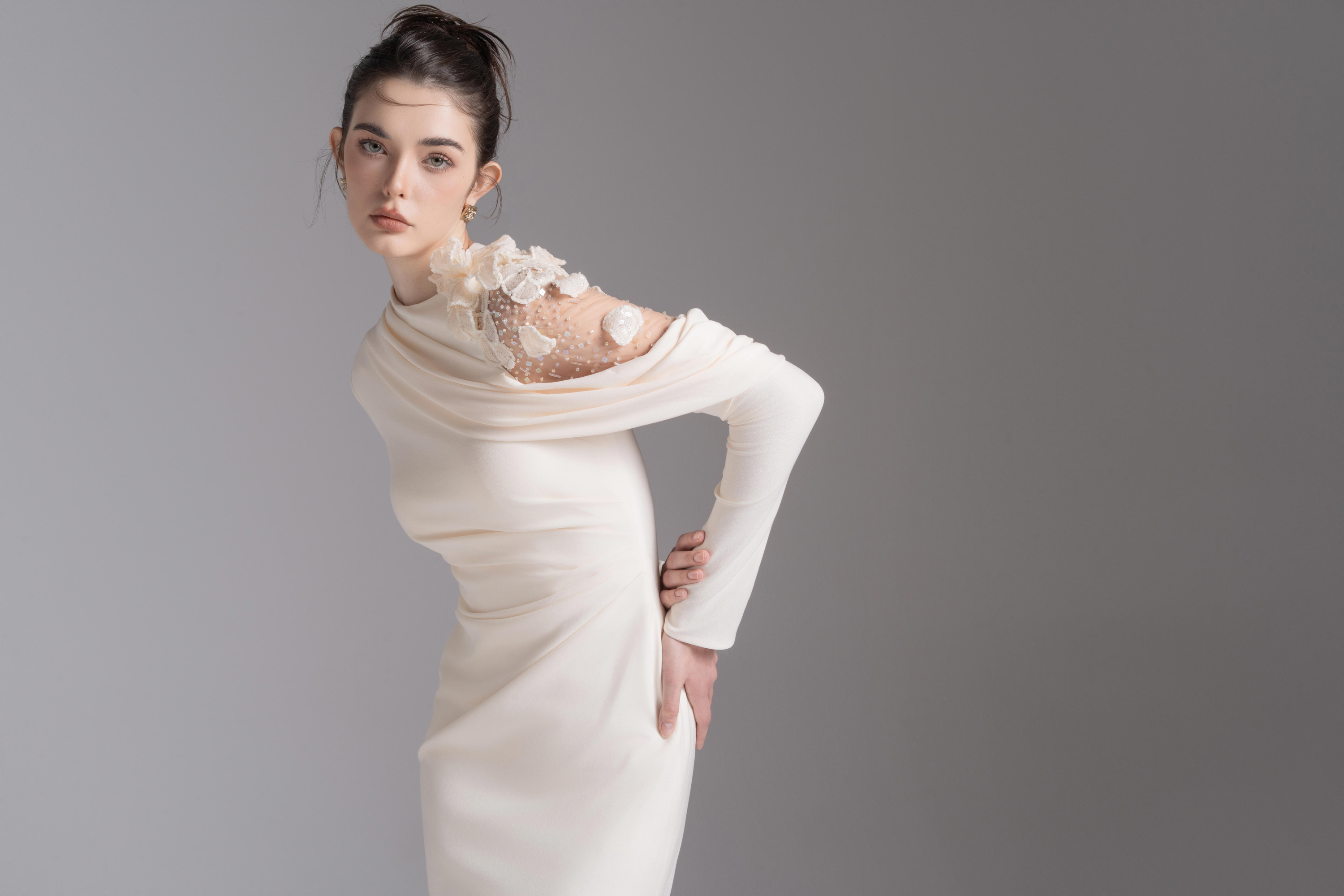 Lace Halo Midi in Cream