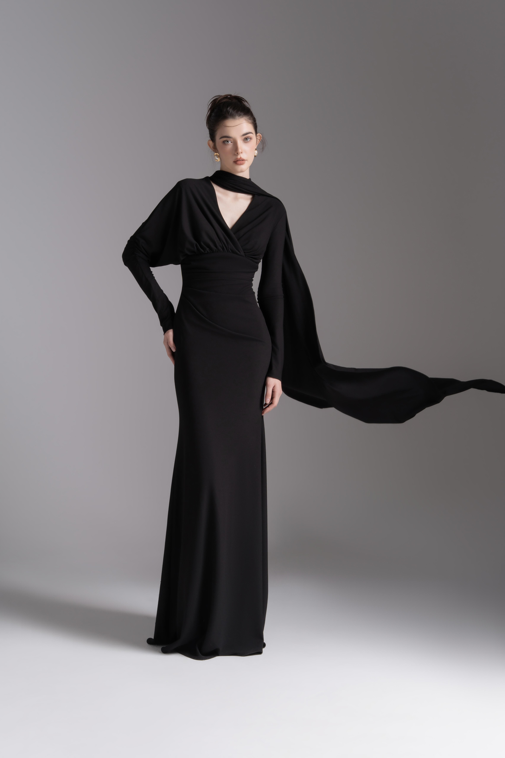 Whisper Trail Dress in Black