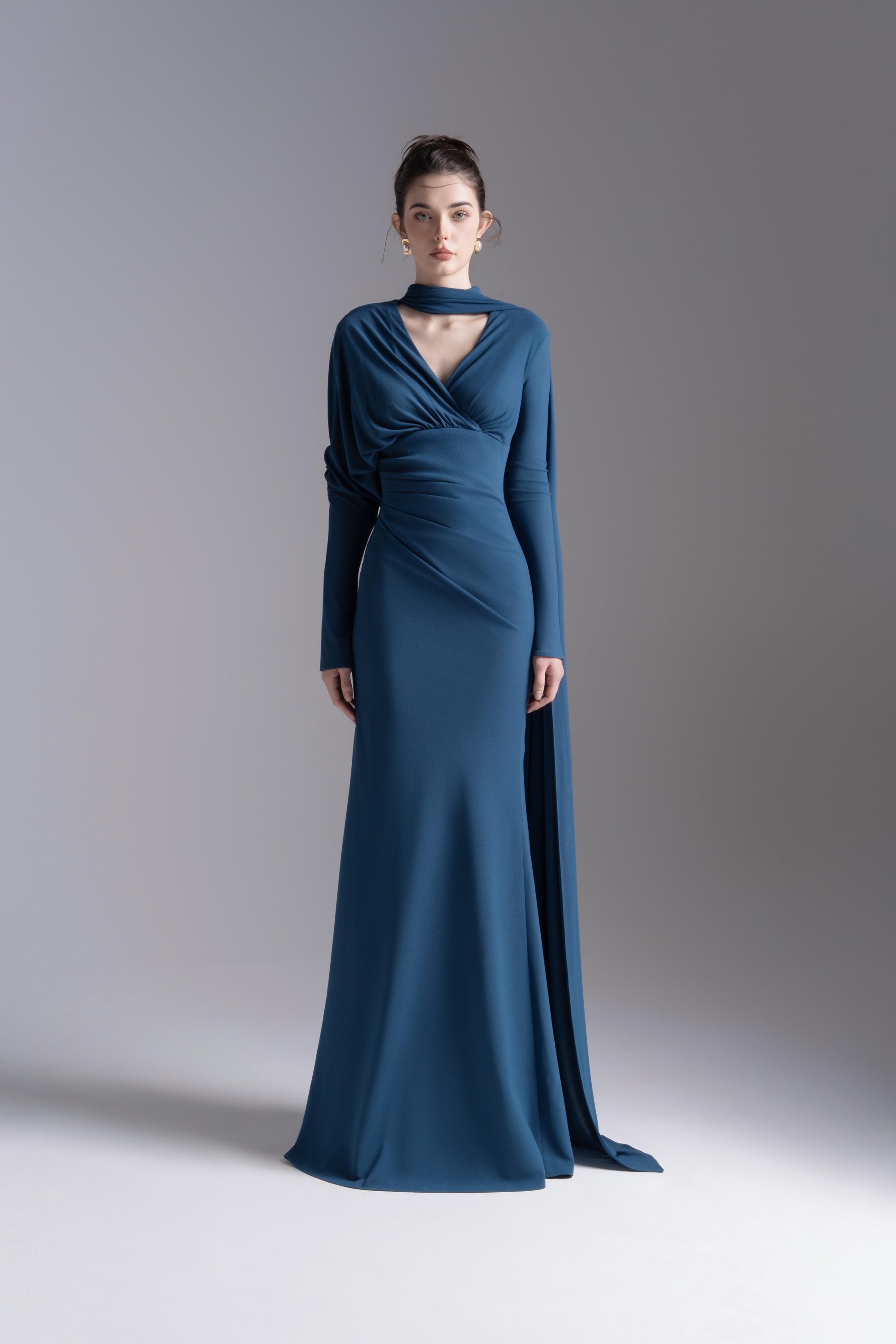 Whisper Trail Dress in Midnight Blue