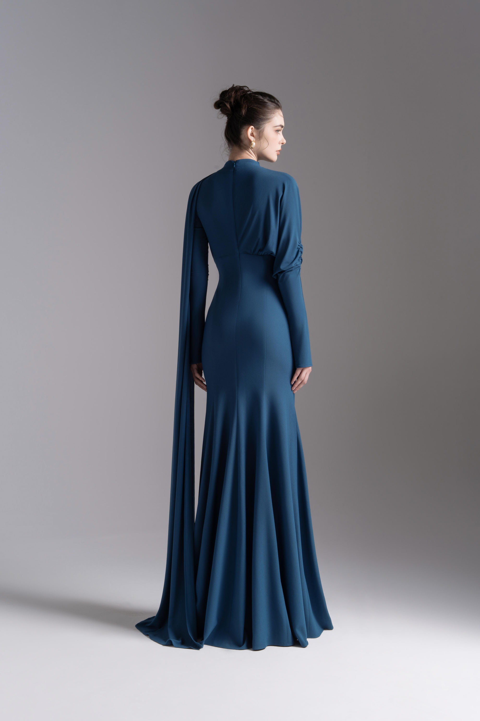 Whisper Trail Dress in Midnight Blue