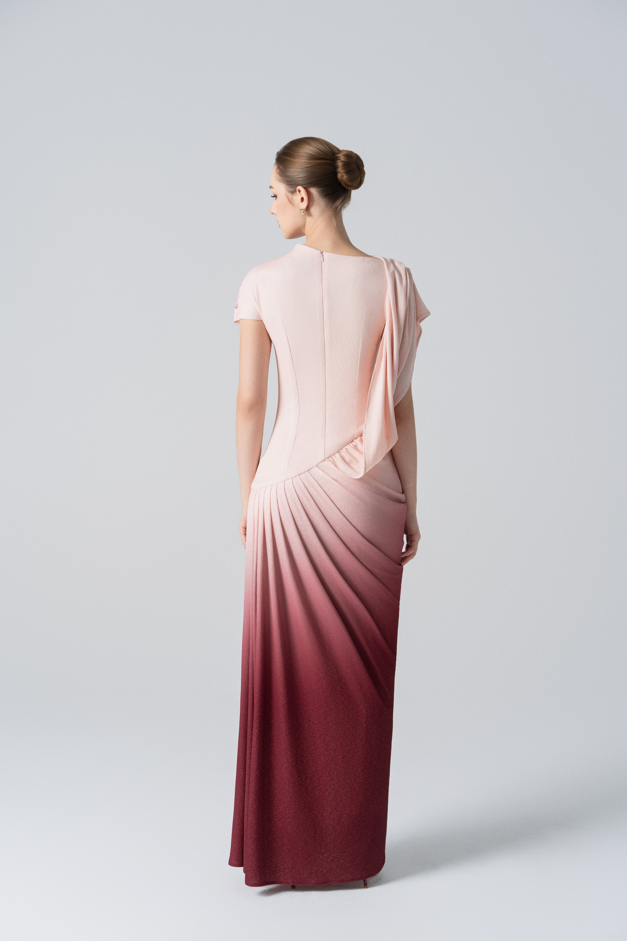 Blush Horizon Midi Ombre Dress in Pale Peach