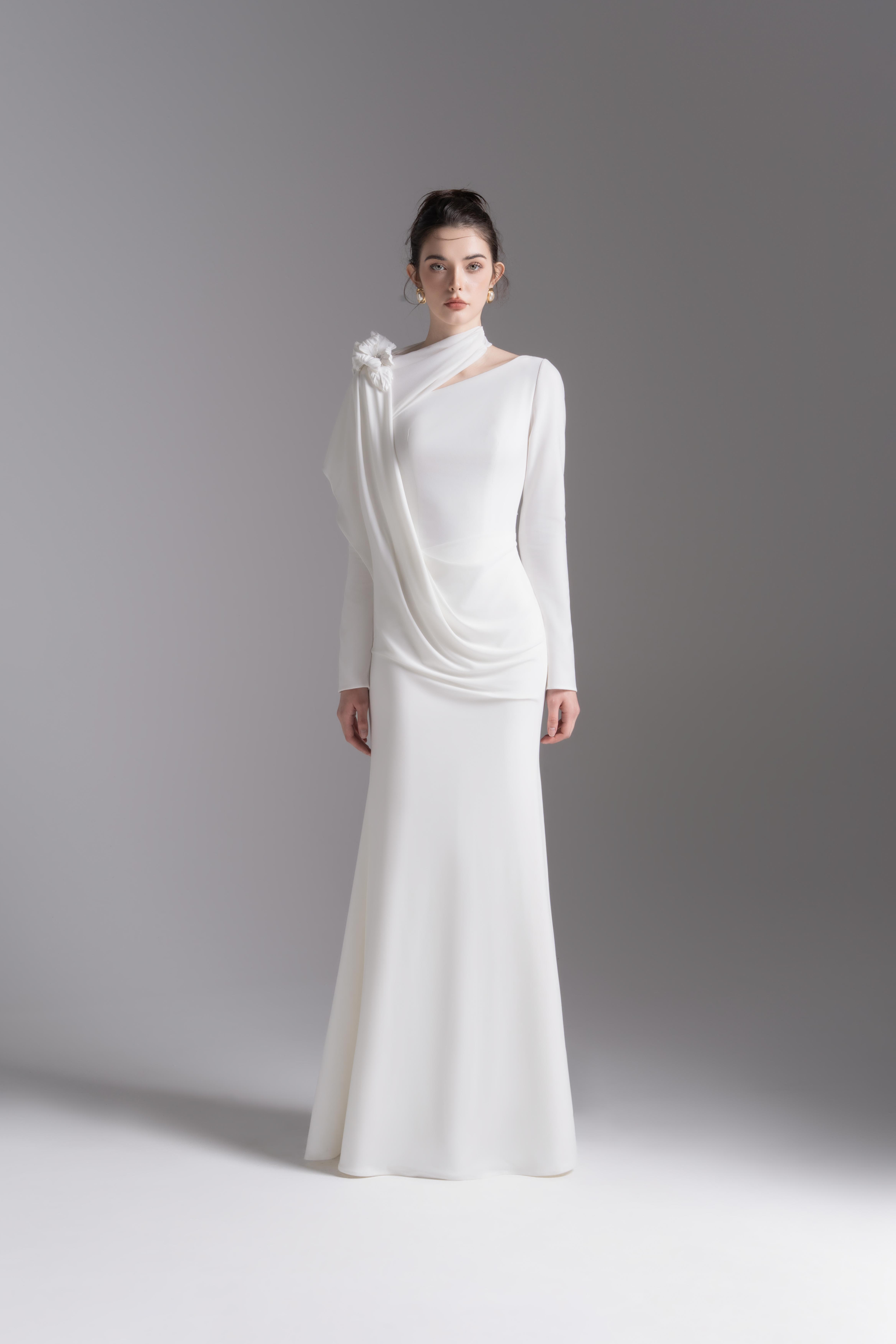 Bloom Asymmetry Dress in White