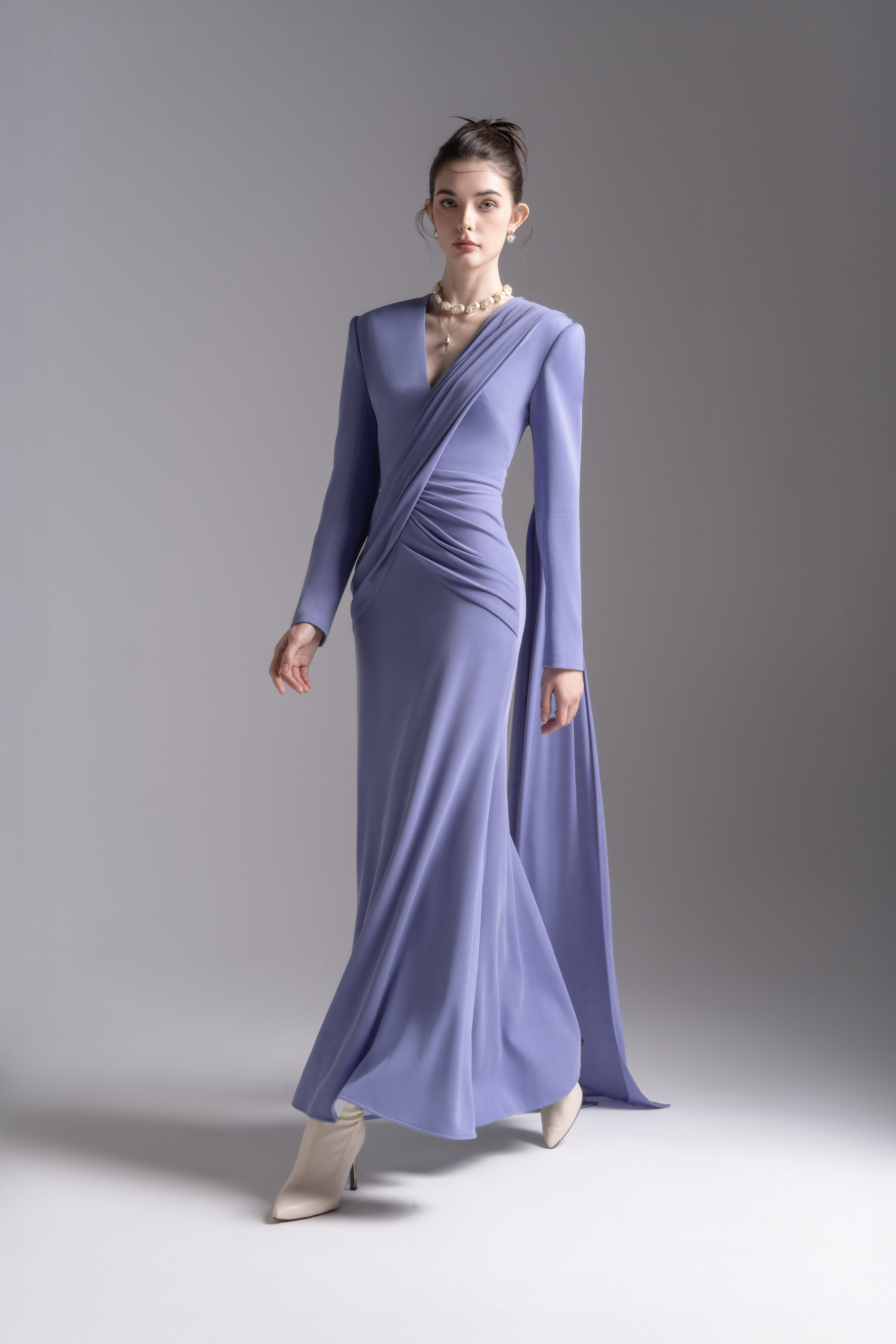 Vest Grace Gown - Dark Sky Blue Mermaid with Train M