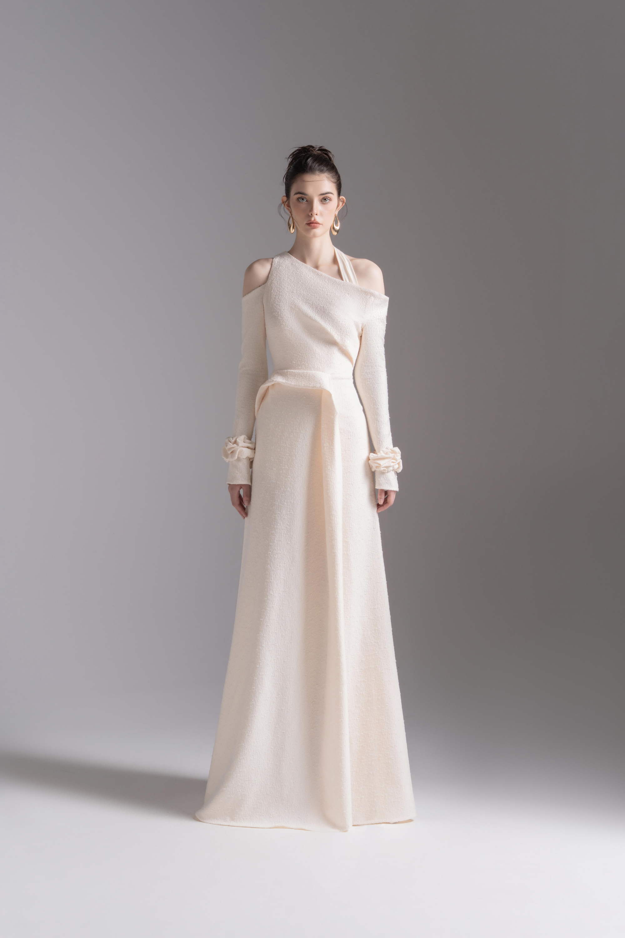 Aura Draped Midi in Cream